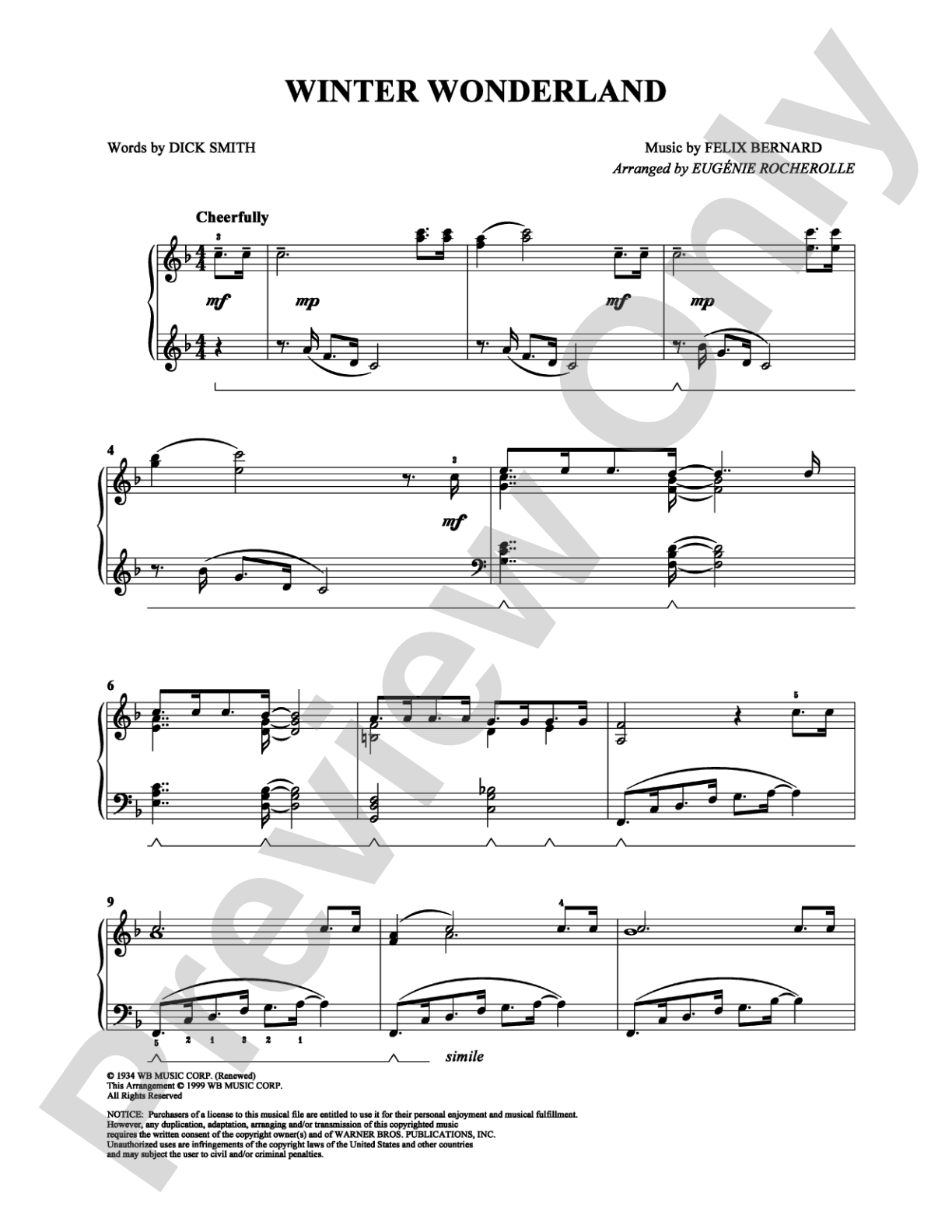 Winter Wonderland: Piano Digital Sheet Music