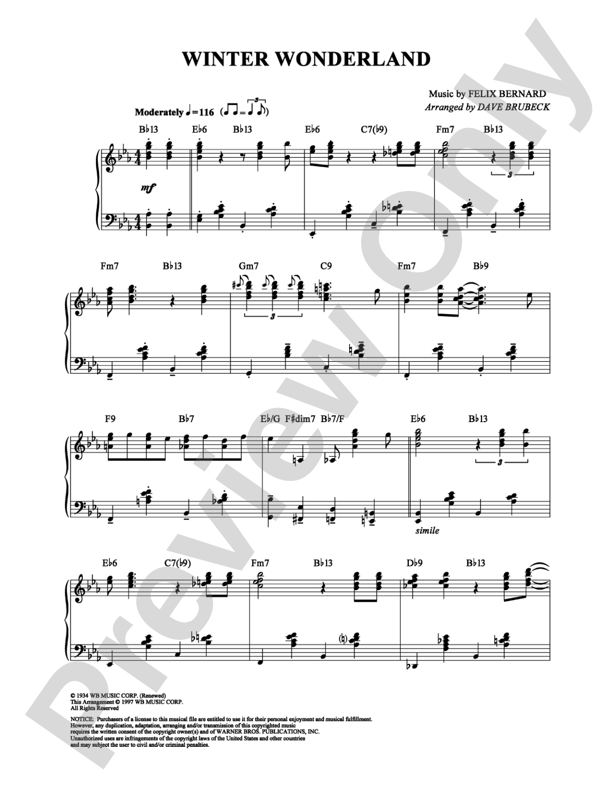 Winter Wonderland: Piano Digital Sheet Music