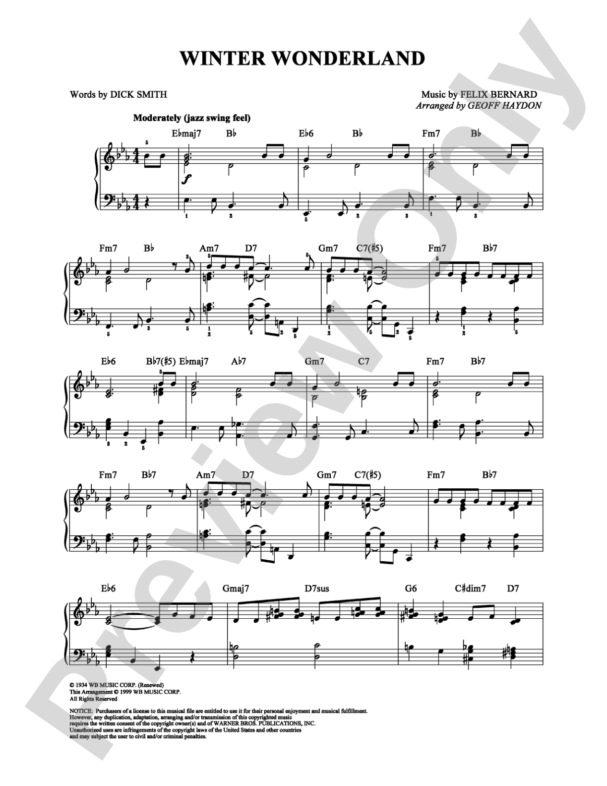 Winter Wonderland: Piano Digital Sheet Music