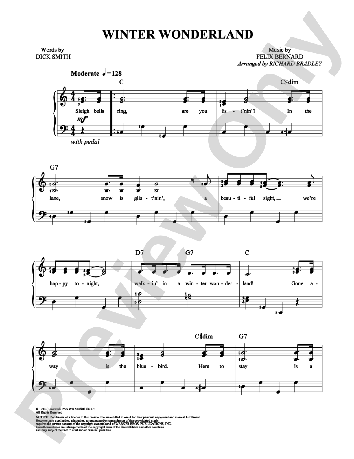 Winter Wonderland: Easy Piano Digital Sheet Music