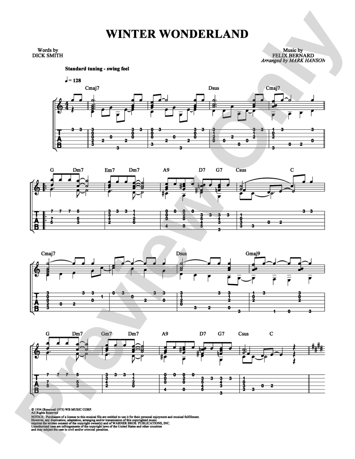 Winter Wonderland: Guitar TAB Digital Sheet Music