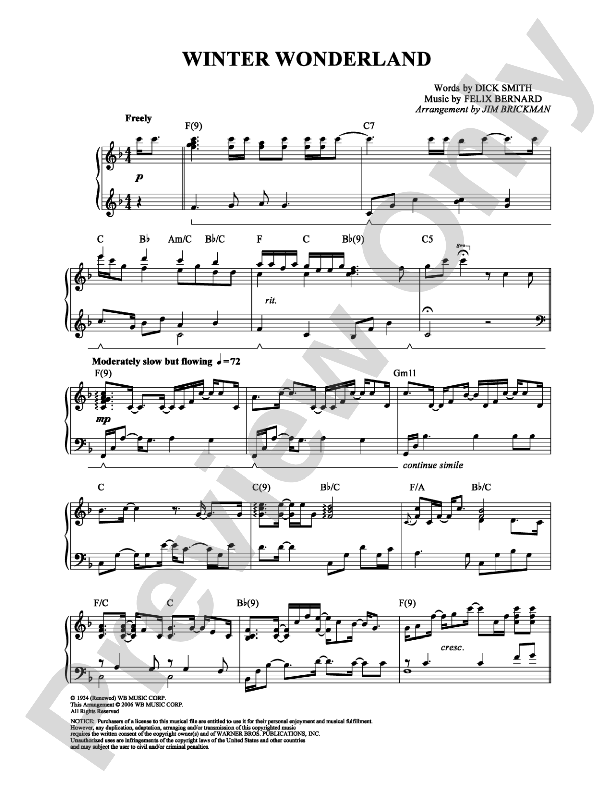 Winter Wonderland: Piano Digital Sheet Music