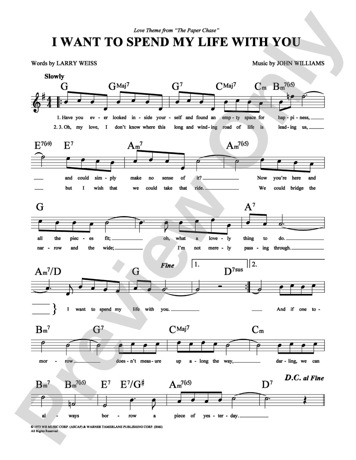 I Want to Spend My Life With You: Lead Sheet Digital Sheet Music