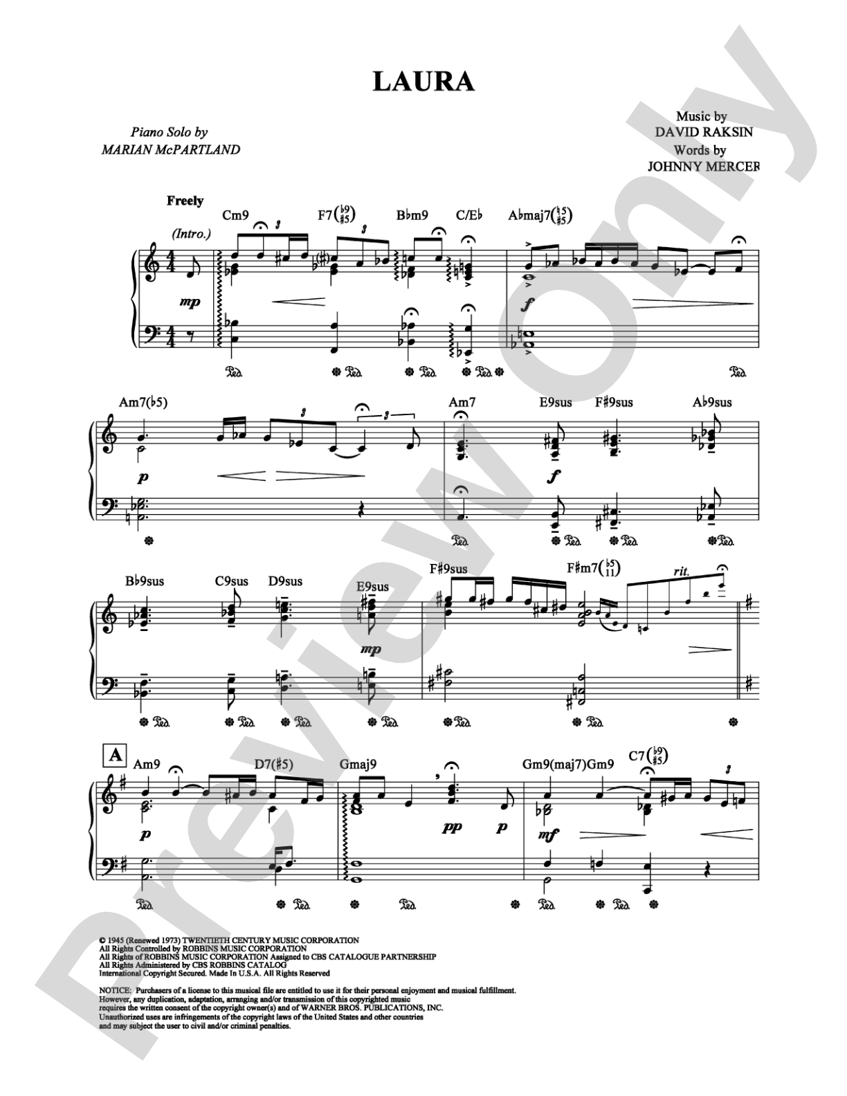 Laura: Piano Digital Sheet Music
