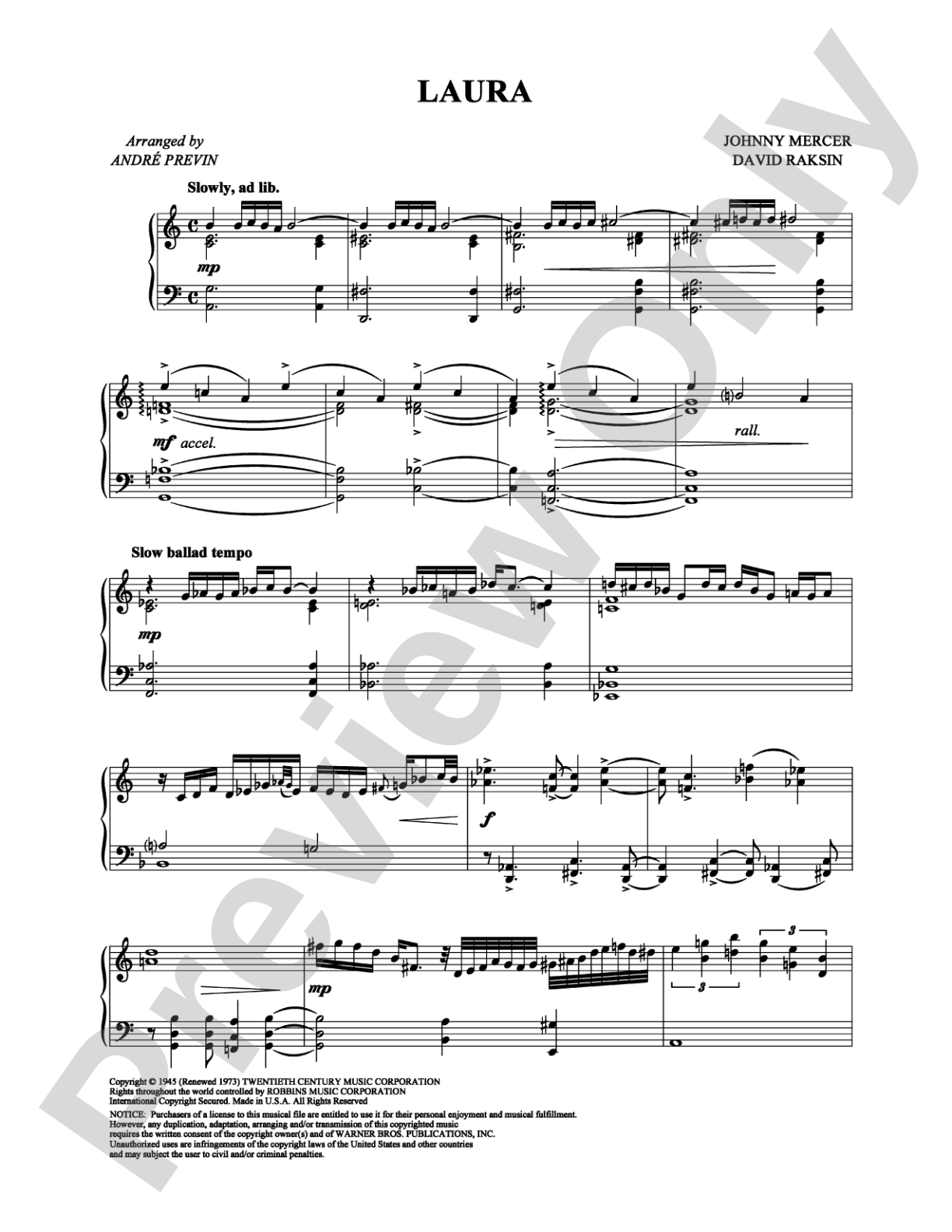 Laura: Piano Digital Sheet Music