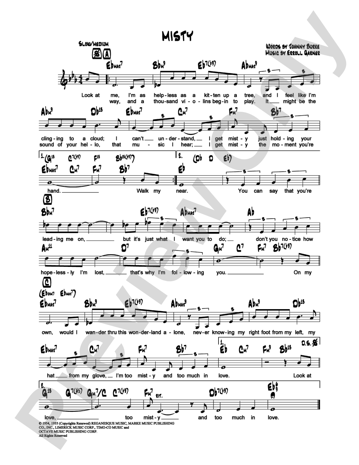 Misty: Lead Sheet Digital Sheet Music