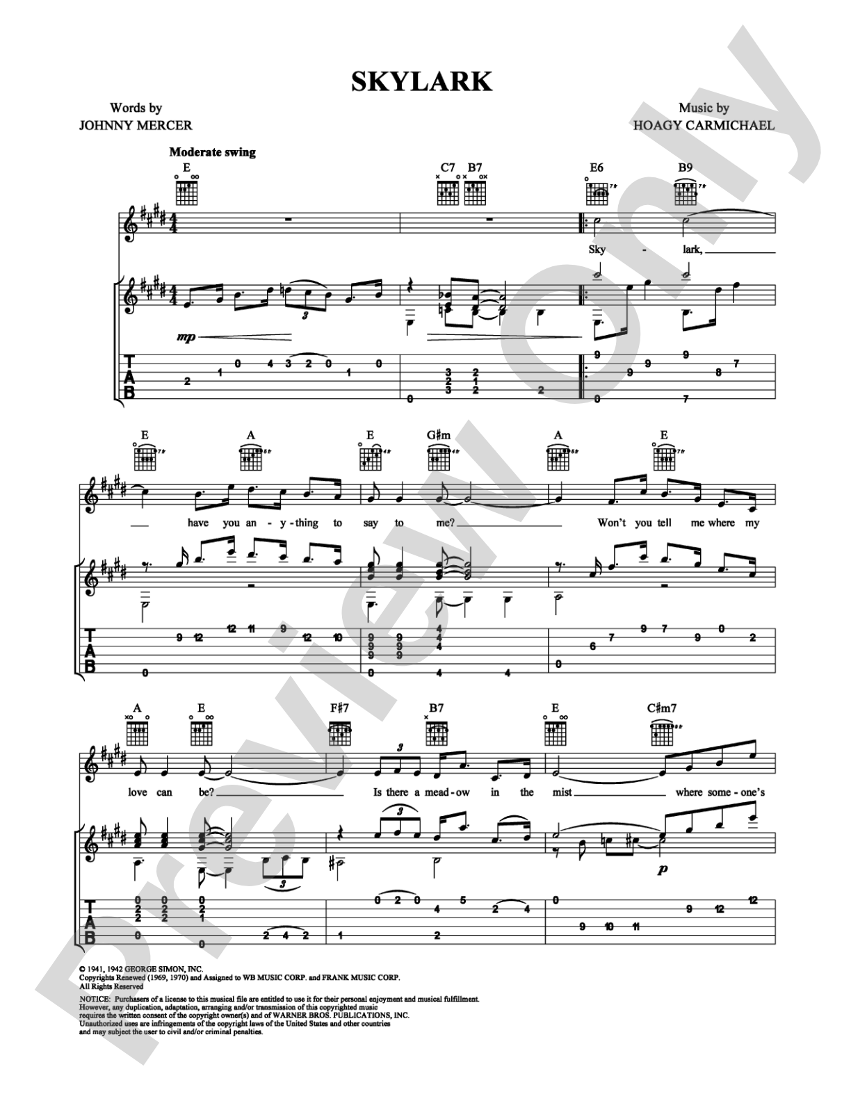 Skylark: Guitar TAB Digital Sheet Music