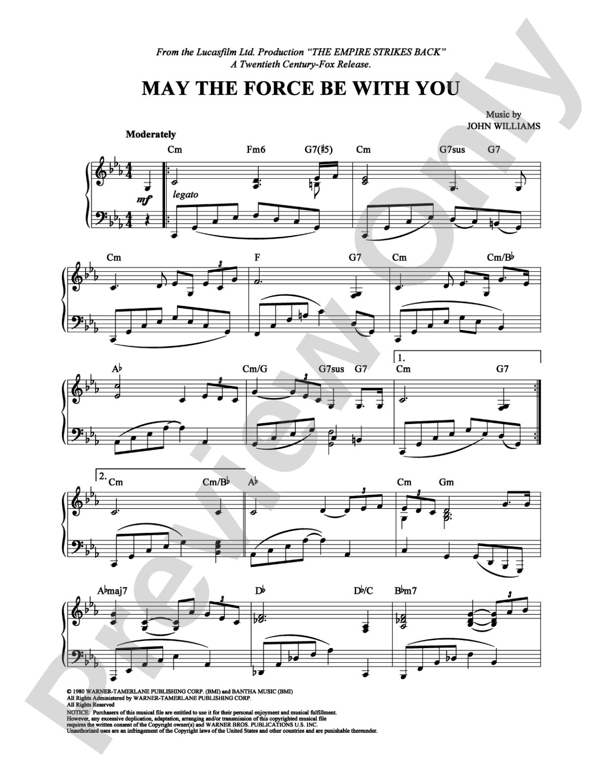 May The Force Be With You: Piano Digital Sheet Music