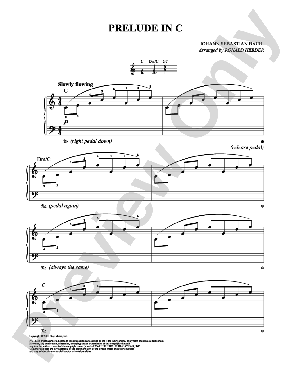 Prelude in C: Easy Piano Digital Sheet Music