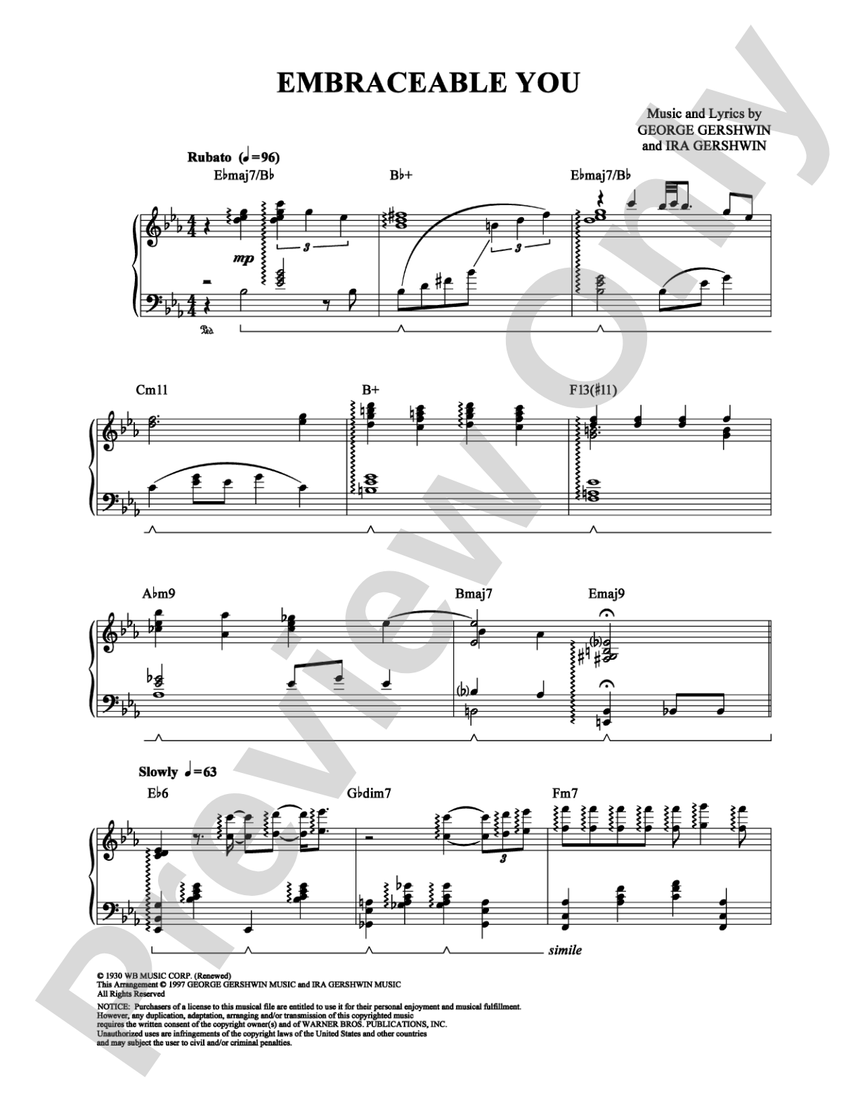 Embraceable You: Piano Digital Sheet Music