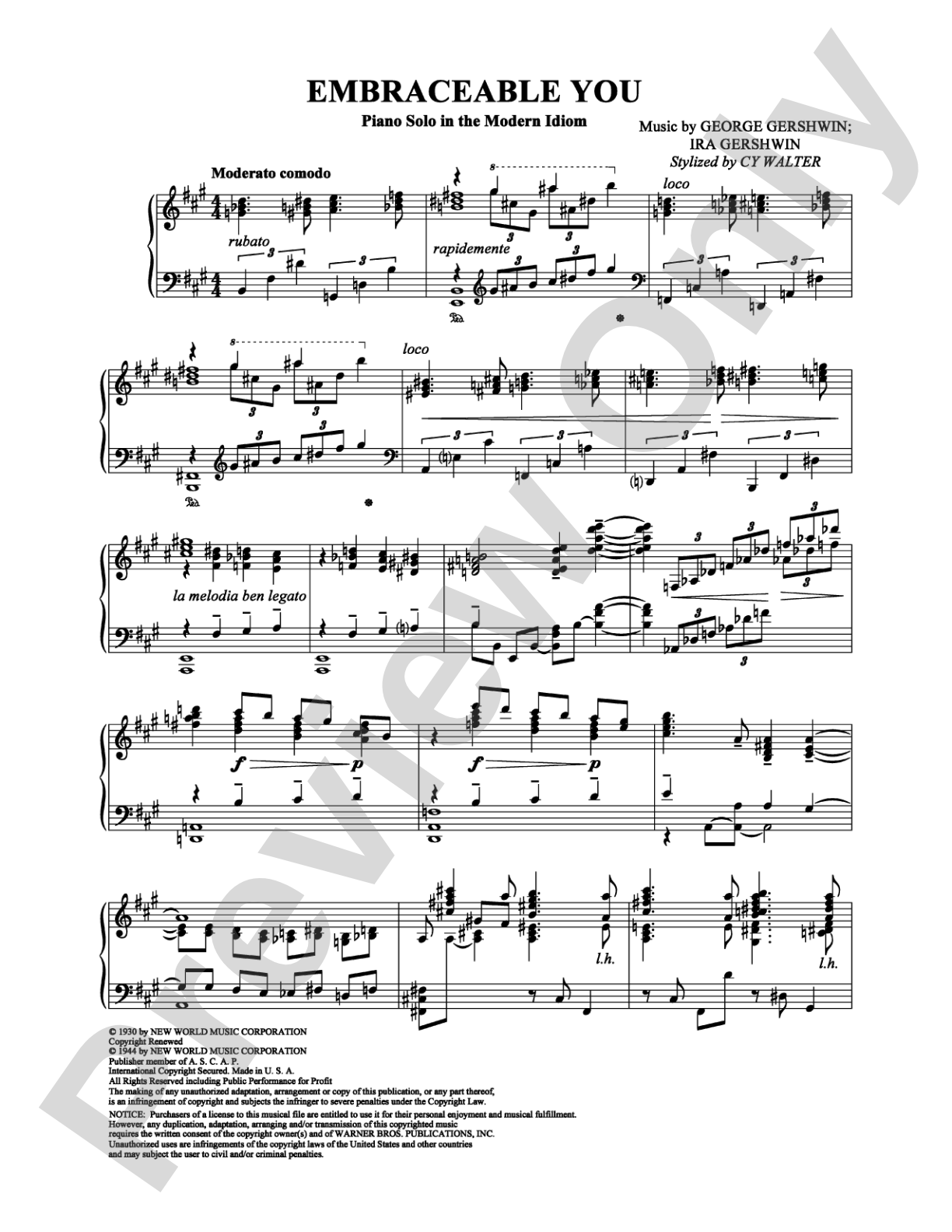 Embraceable You: Piano Digital Sheet Music