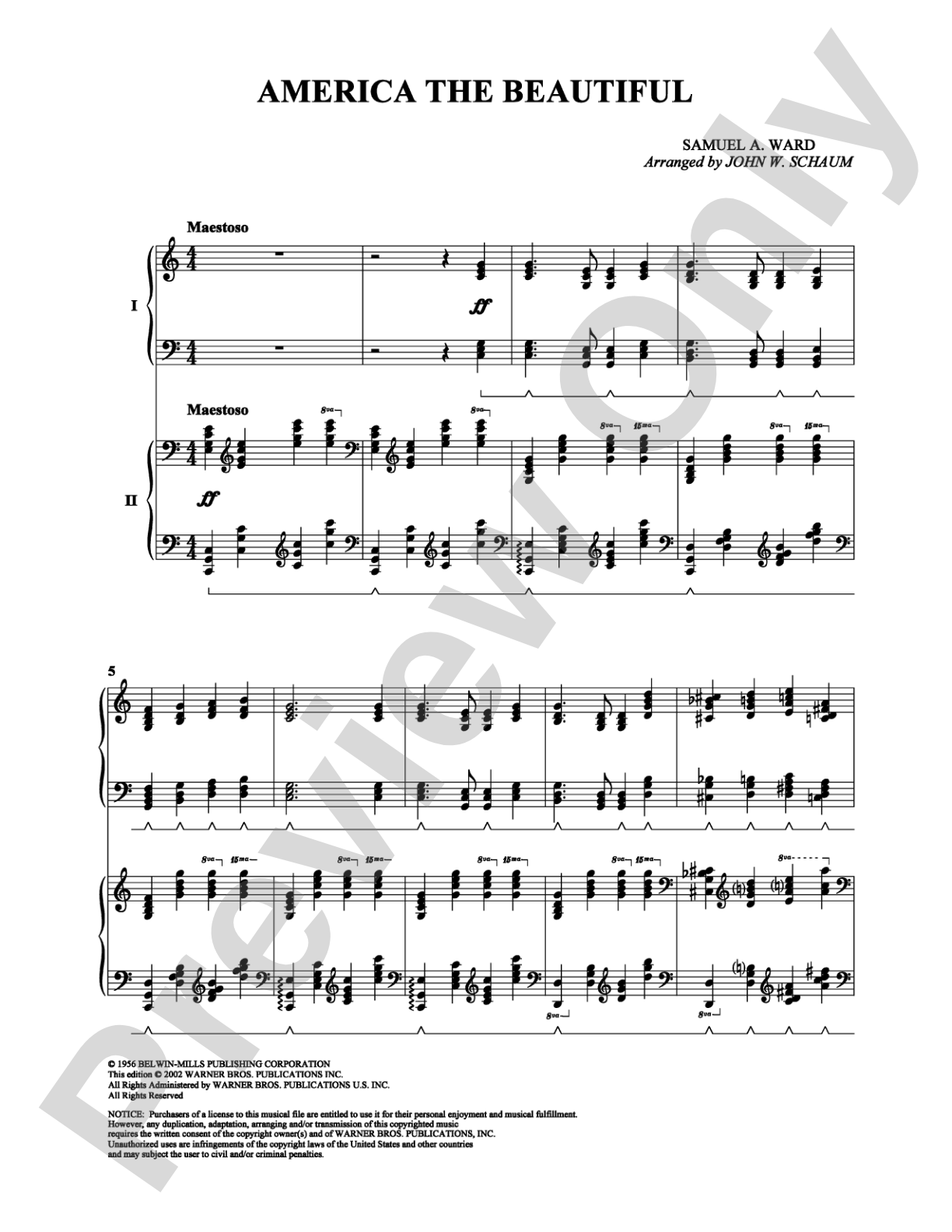 America the Beautiful: Piano Duets & Four Hands Digital Sheet Music