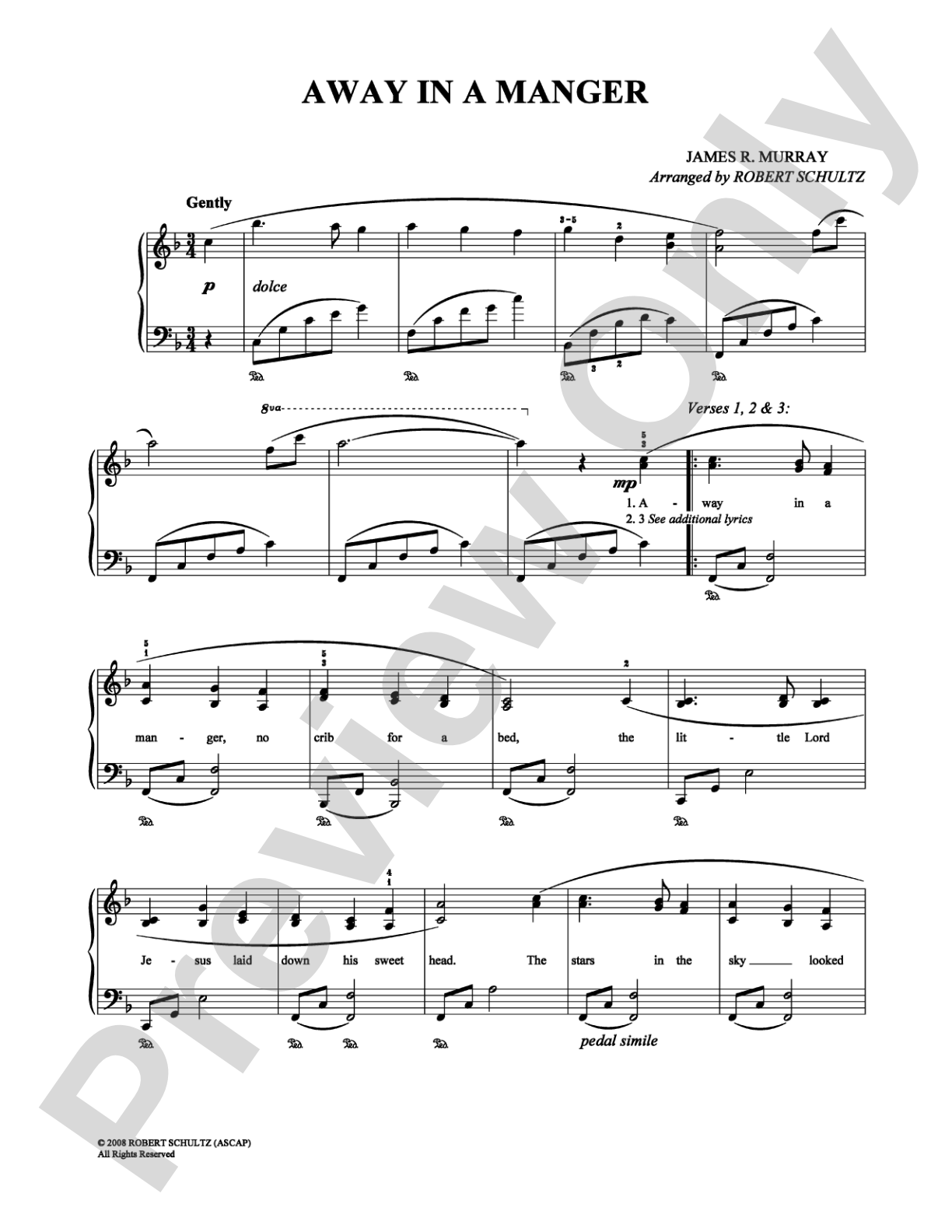 Away in a Manger: Piano/Vocal/Chords Digital Sheet Music