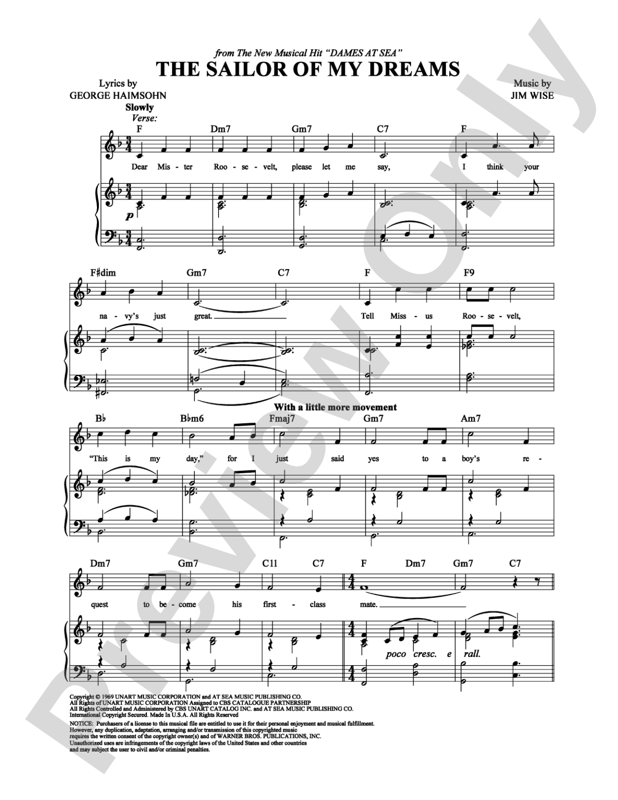 The Sailor of my Dreams: Piano/Vocal/Chords Digital Sheet Music