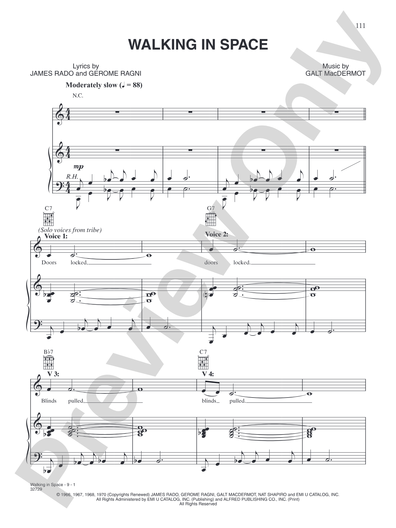 Walking In Space: Piano/Vocal/Chords