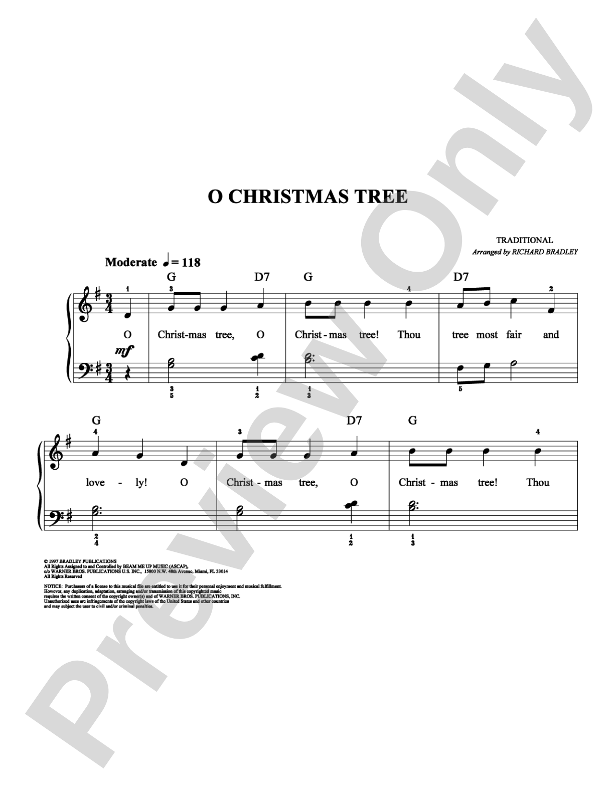 O Christmas Tree: Easy Piano Digital Sheet Music