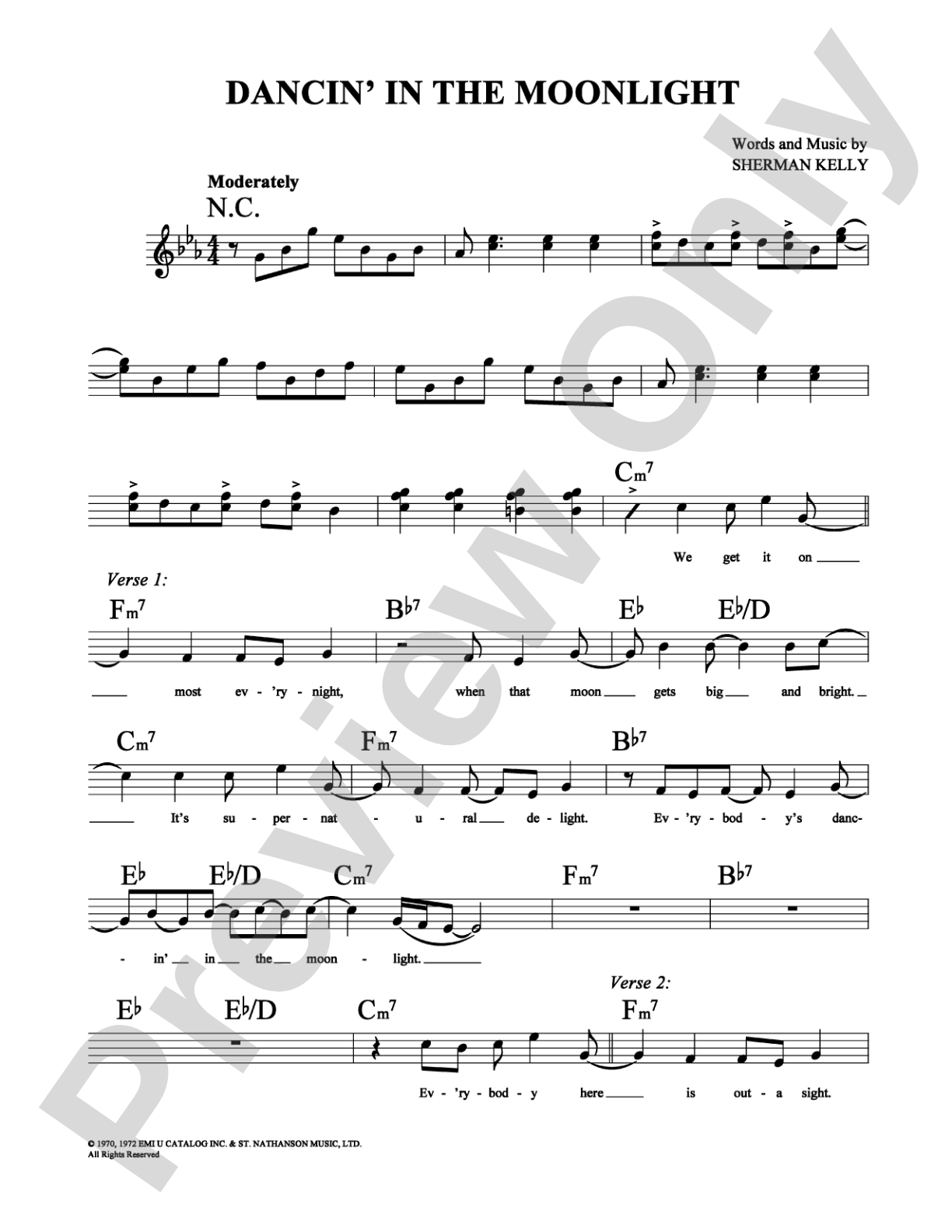Dancin' in the Moonlight: Lead Sheet Digital Sheet Music