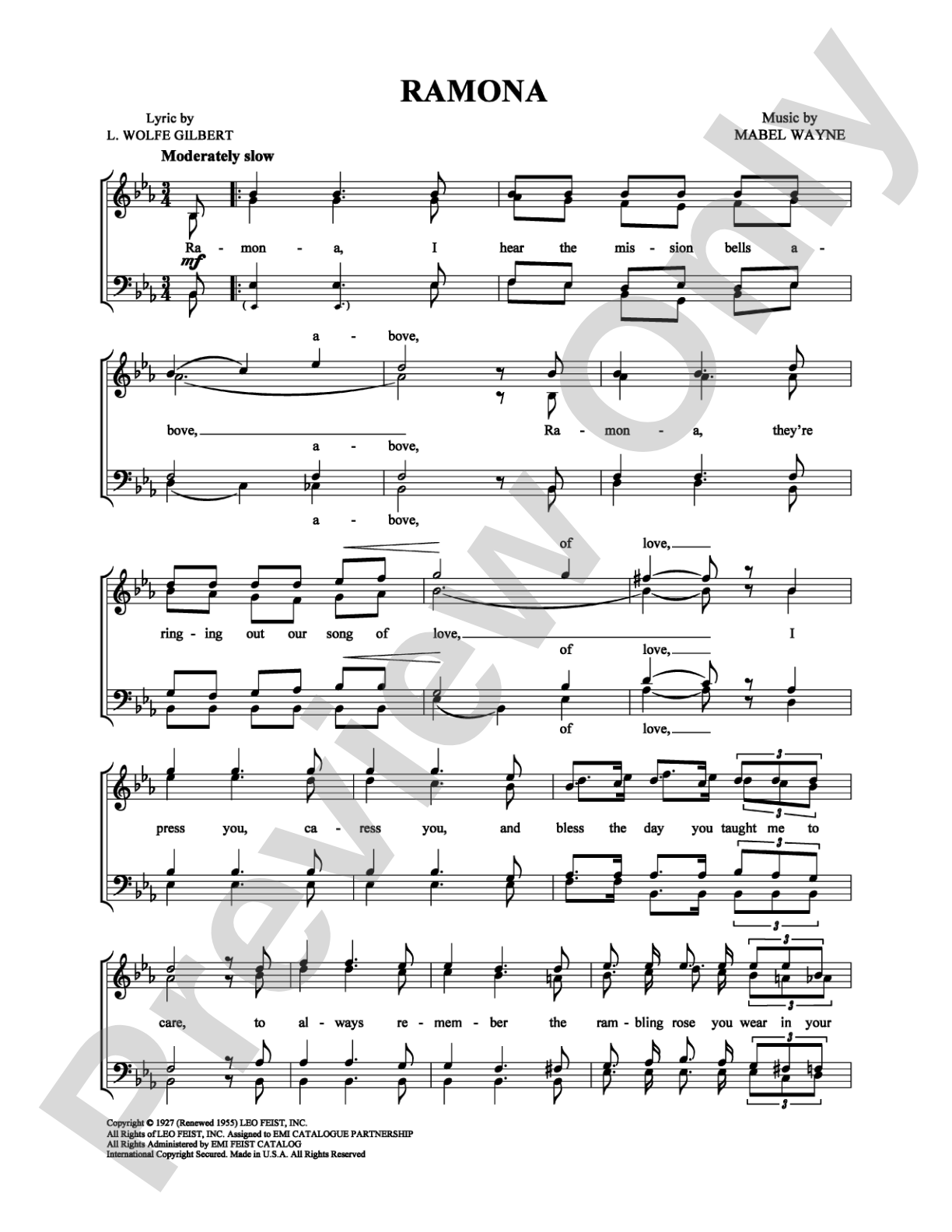 Ramona: Vocal Group Digital Sheet Music