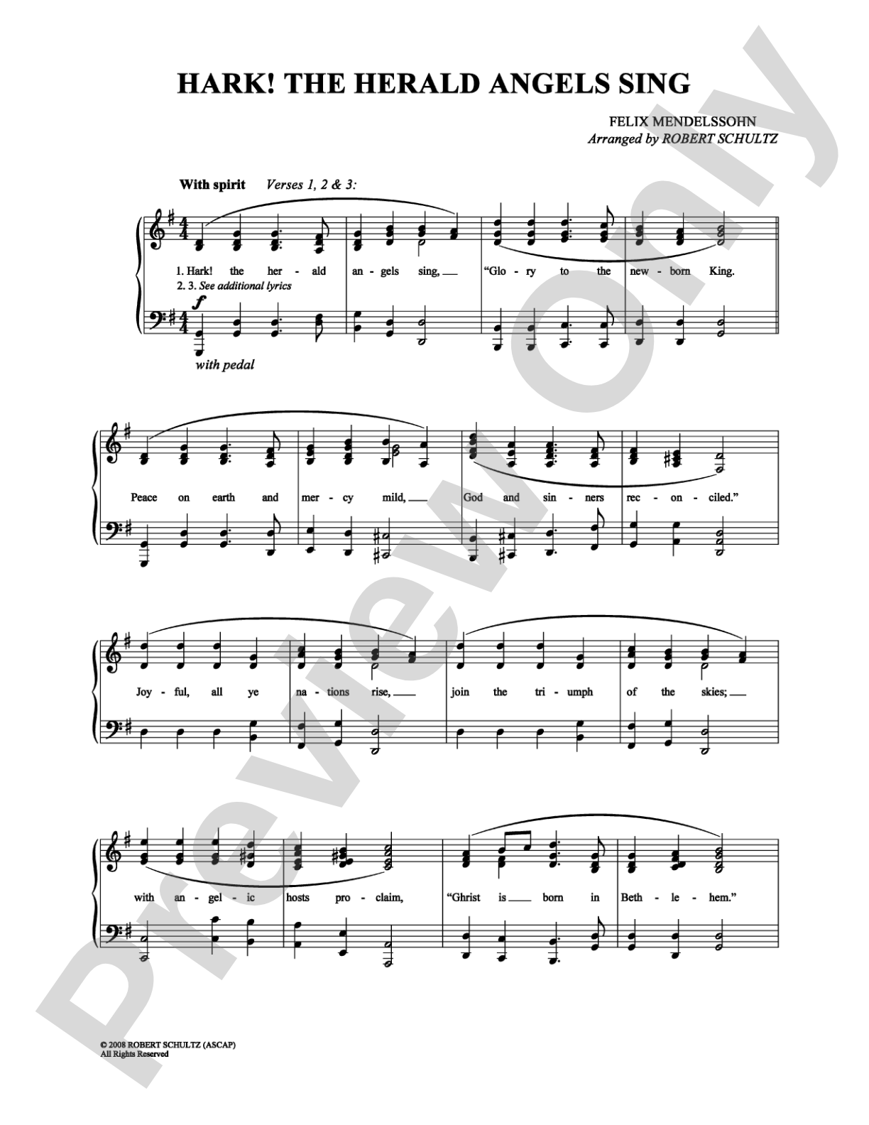 Hark! The Herald Angels Sing: Piano/Vocal/Chords Digital Sheet Music