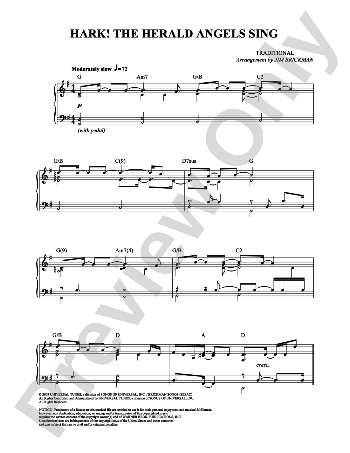 Hark! The Herald Angels Sing: Piano Digital Sheet Music