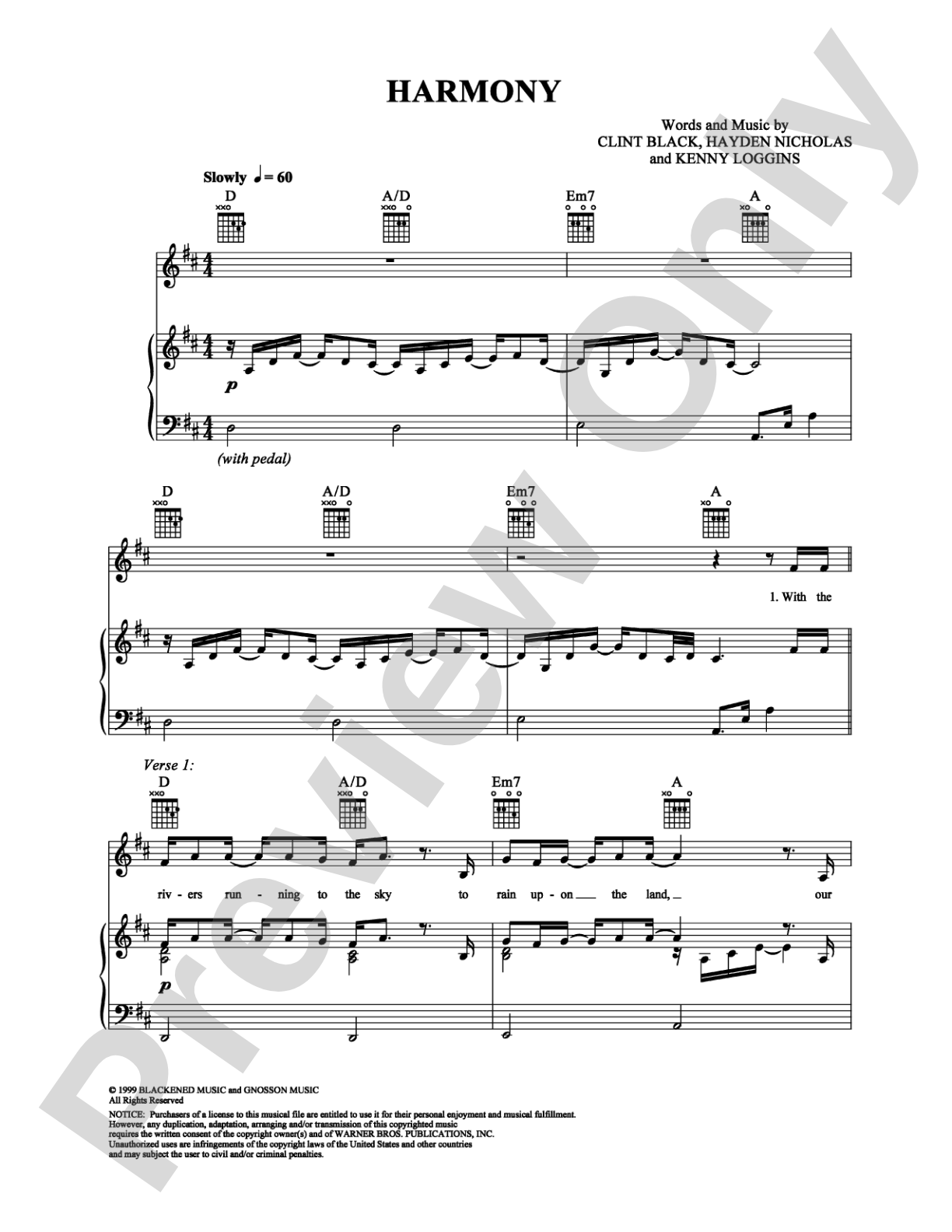 Harmony: Piano/Vocal/Chords Digital Sheet Music