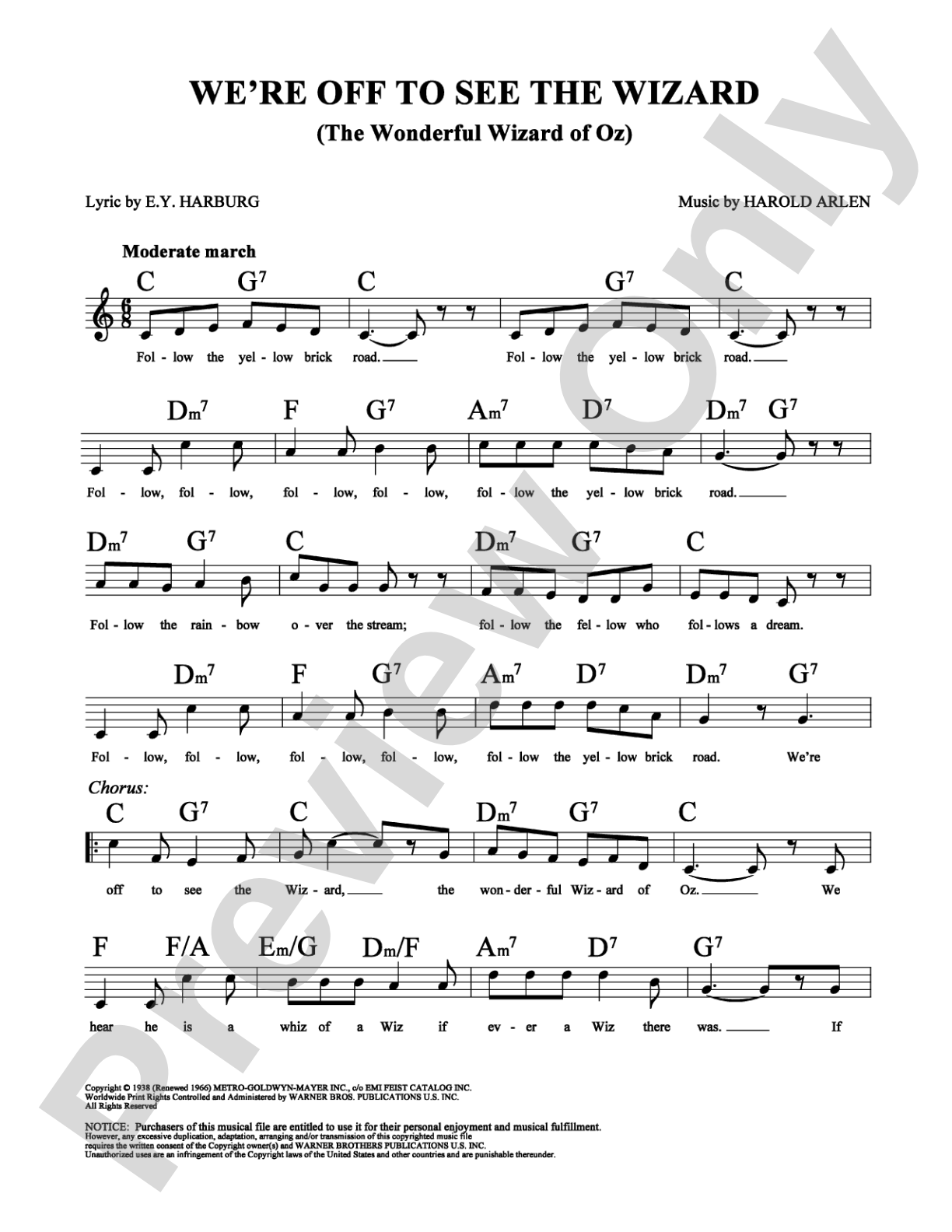 We're Off to See the Wizard: Lead Sheet Digital Sheet Music