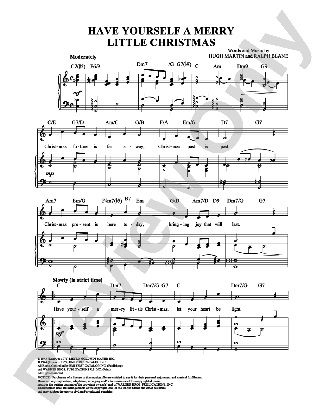Have Yourself a Merry Little Christmas: Piano/Vocal/Chords Digital Sheet Music