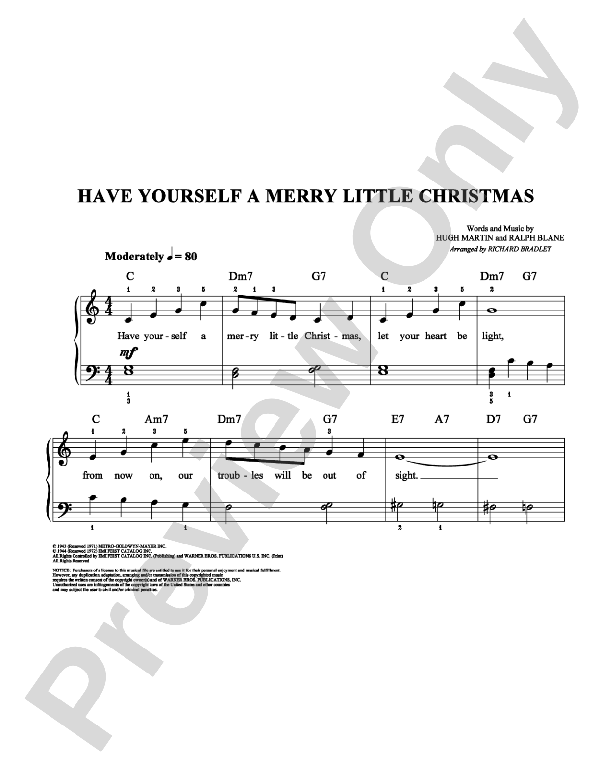 Have Yourself A Merry Little Christmas: Easy Piano Digital Sheet Music