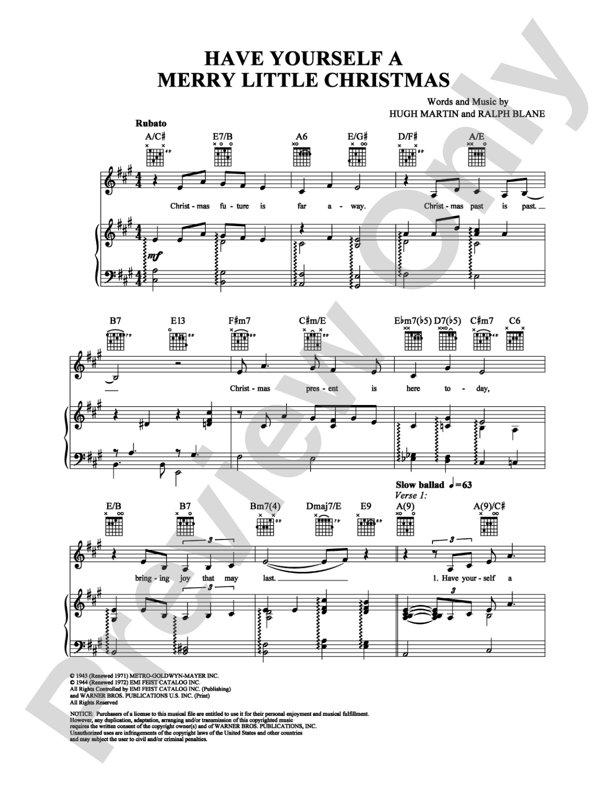 Have Yourself A Merry Little Christmas: Piano/Vocal/Chords Digital Sheet Music