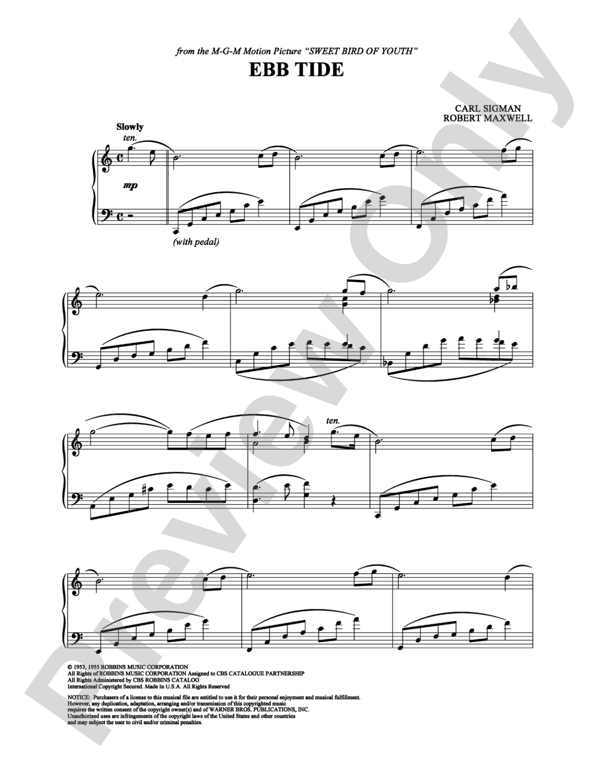 Ebb Tide: Piano Digital Sheet Music
