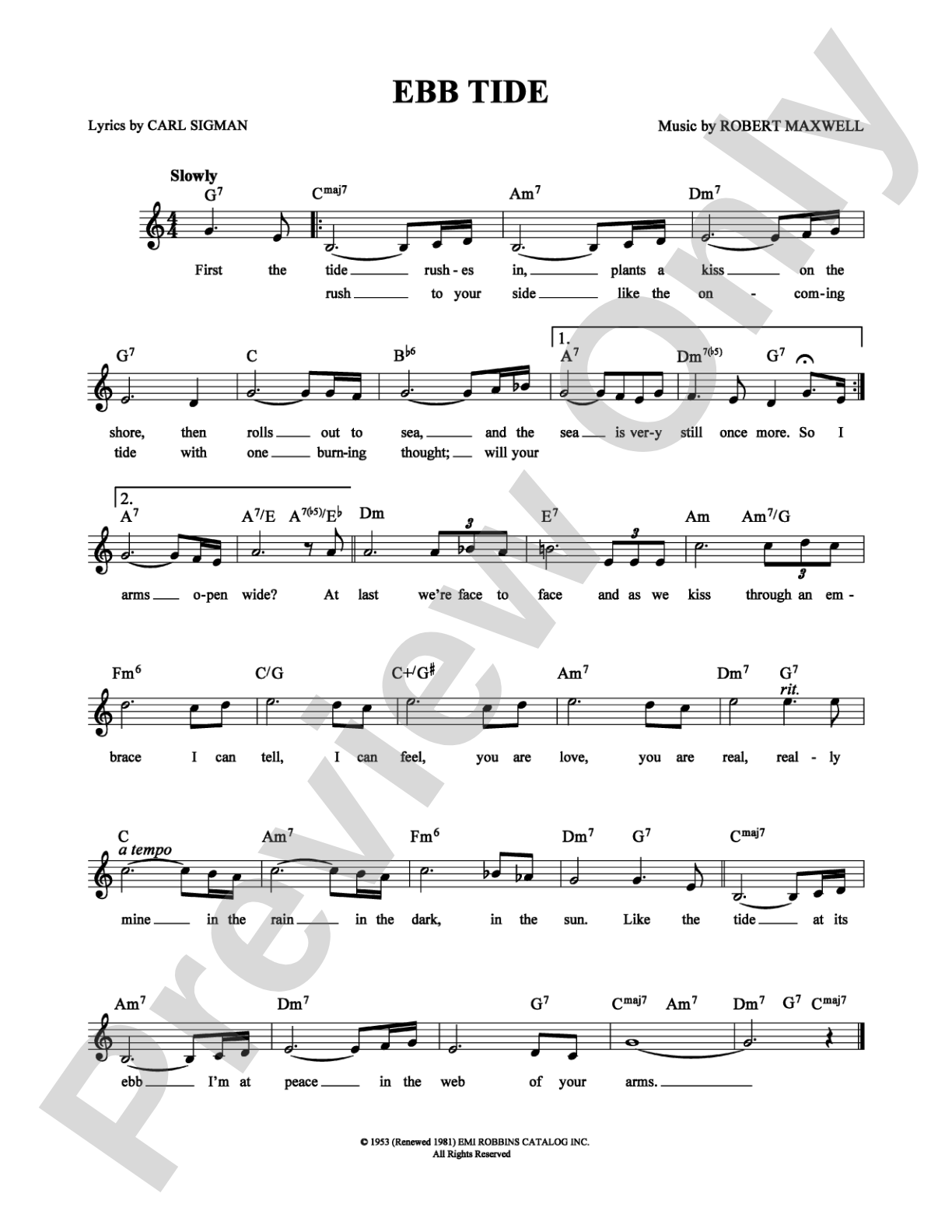 Ebb Tide: Lead Sheet Digital Sheet Music