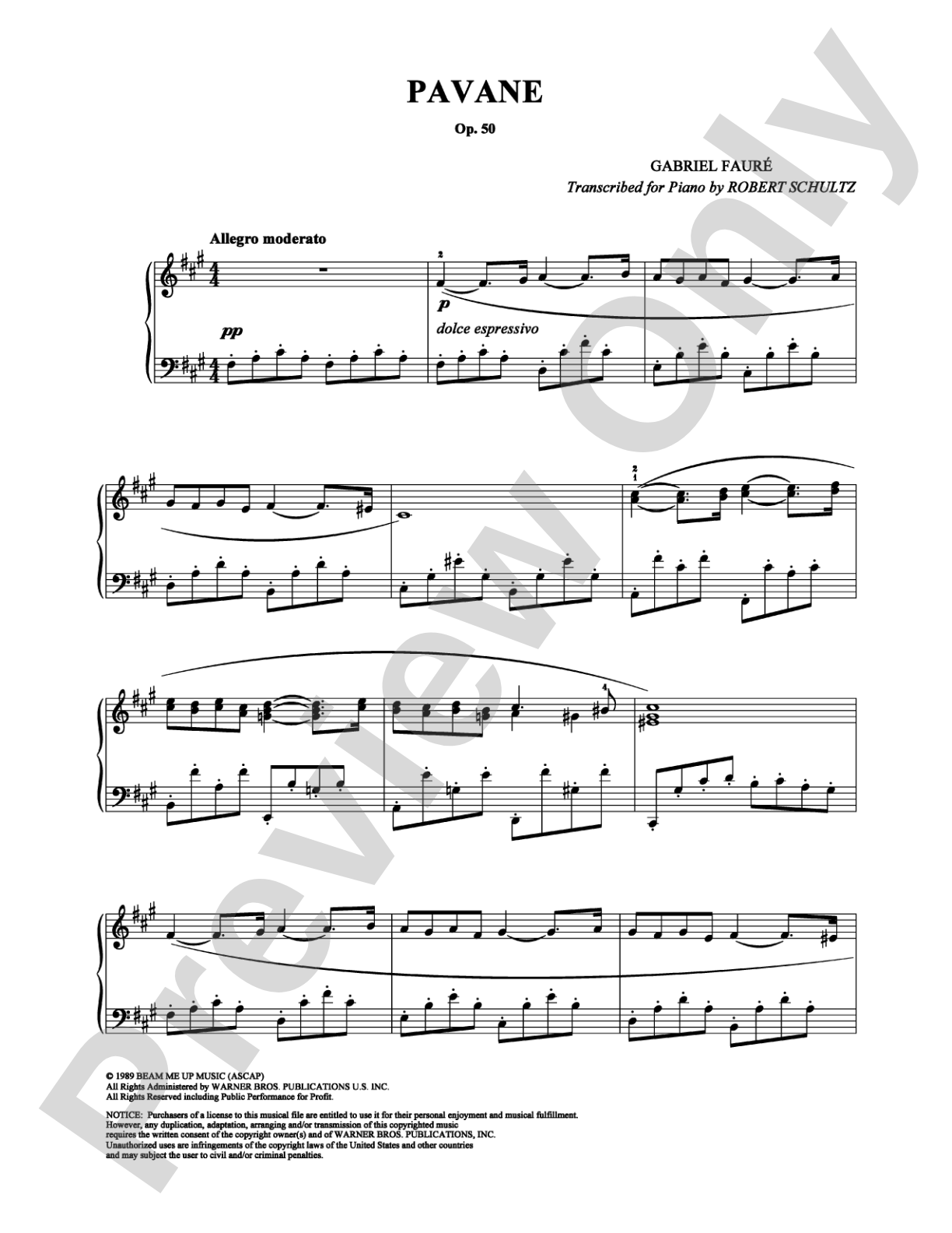 Pavane: Piano Digital Sheet Music