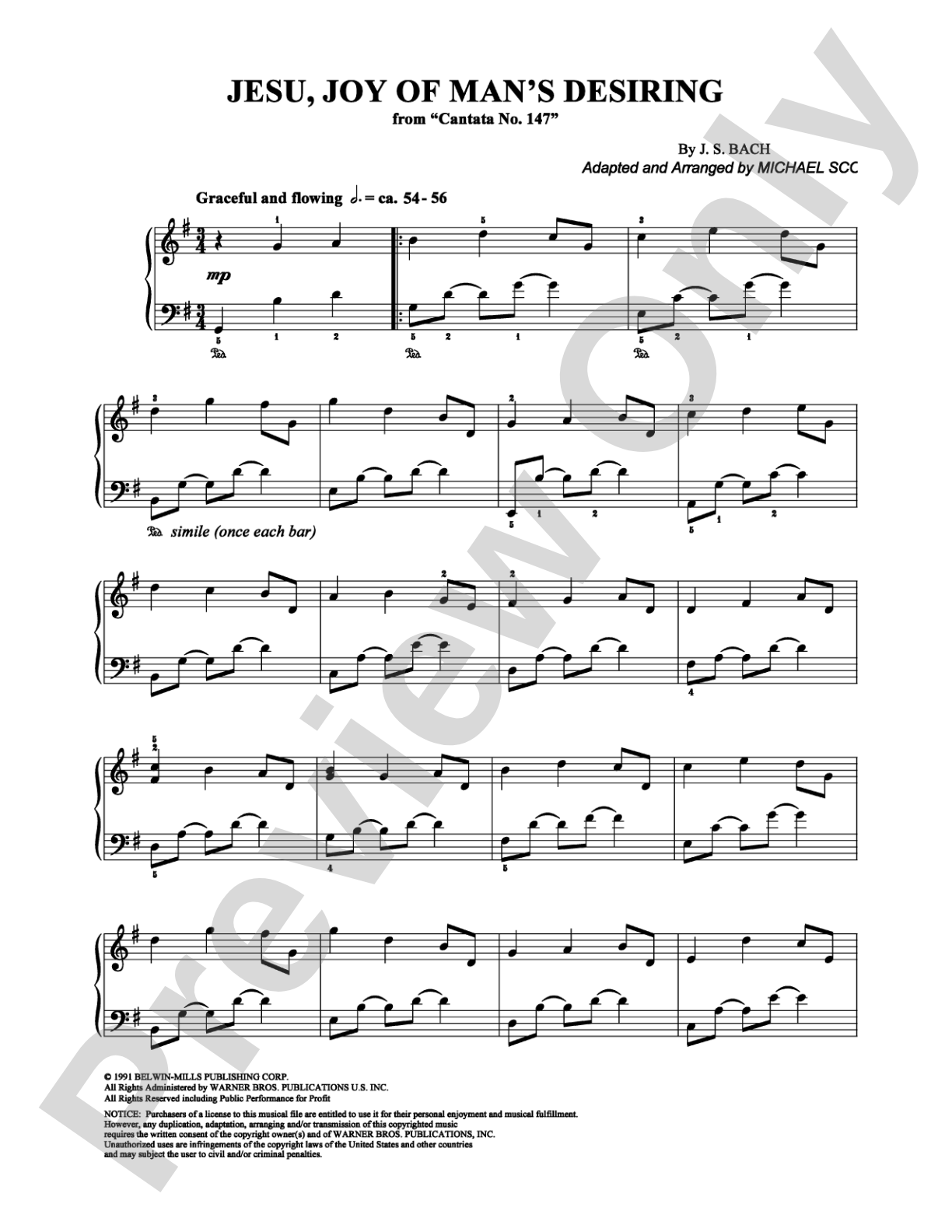 Jesu, Joy of Man's Desiring: Piano Digital Sheet Music
