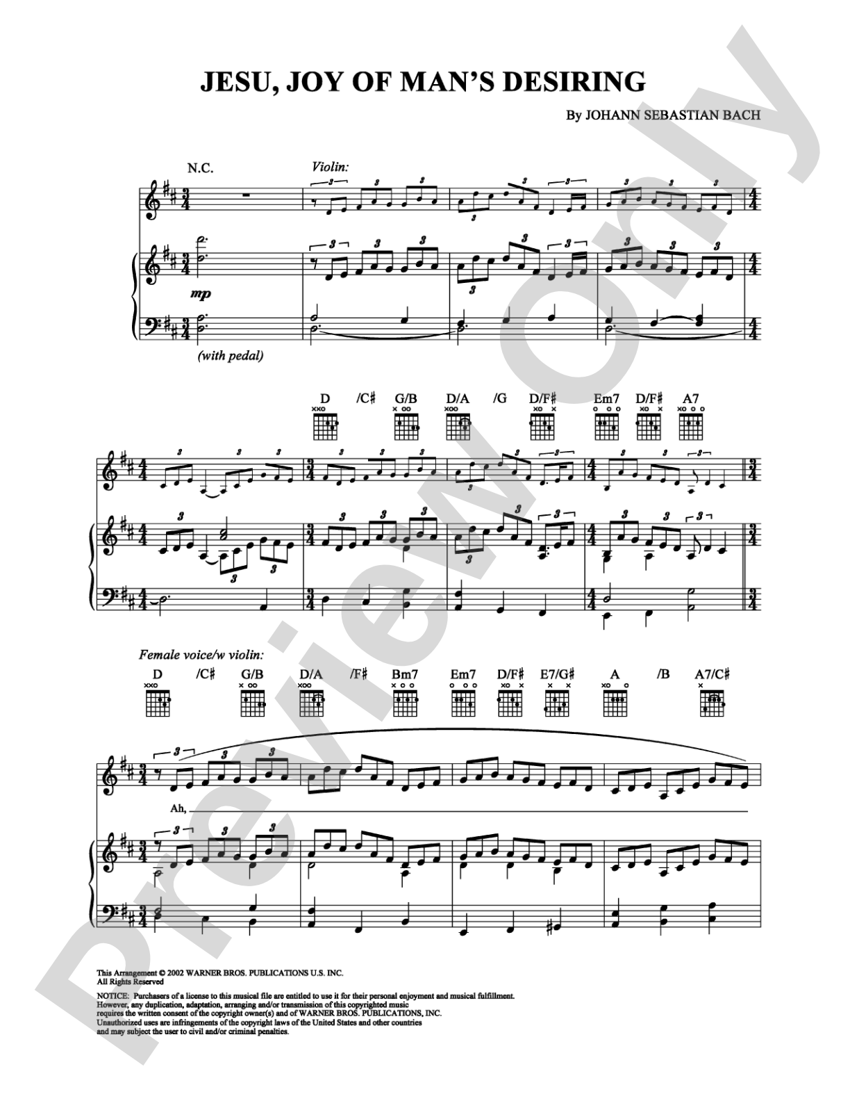 Jesu, Joy of Man's Desiring: Piano/Vocal/Chords Digital Sheet Music