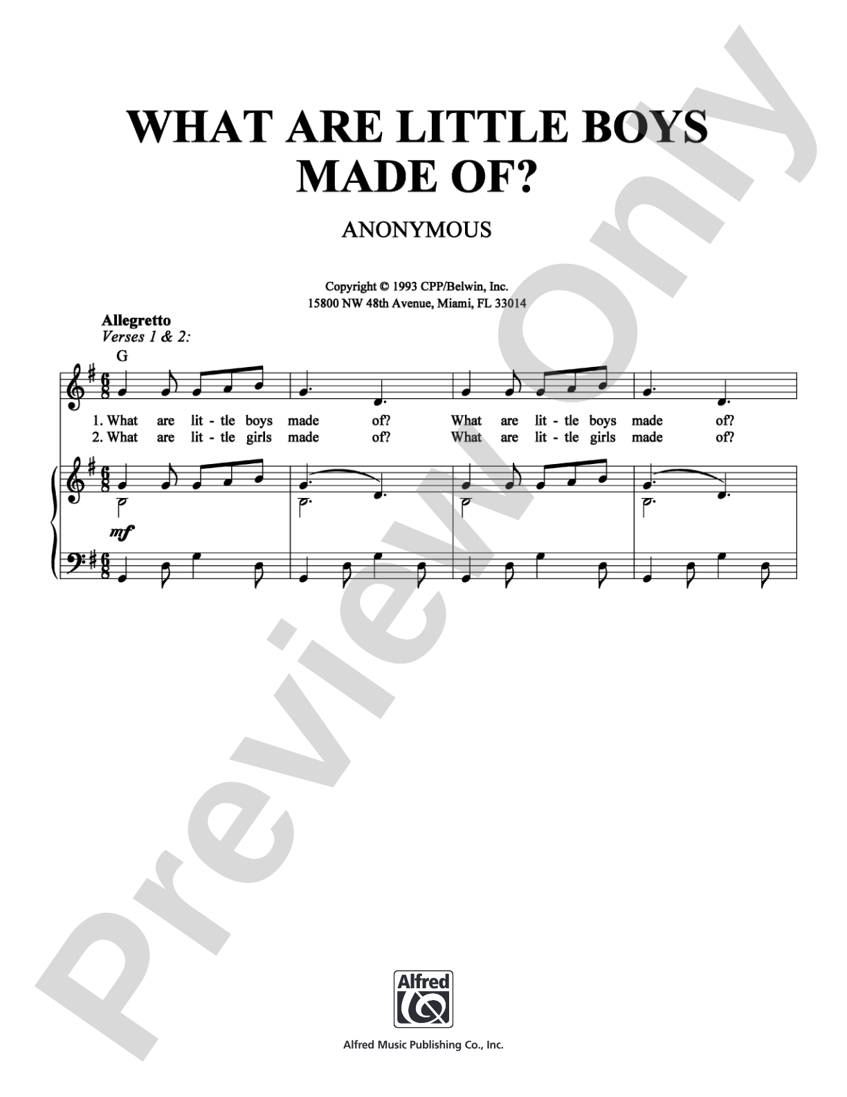What Are Little Boys Made Of?: Easy Piano Digital Sheet Music