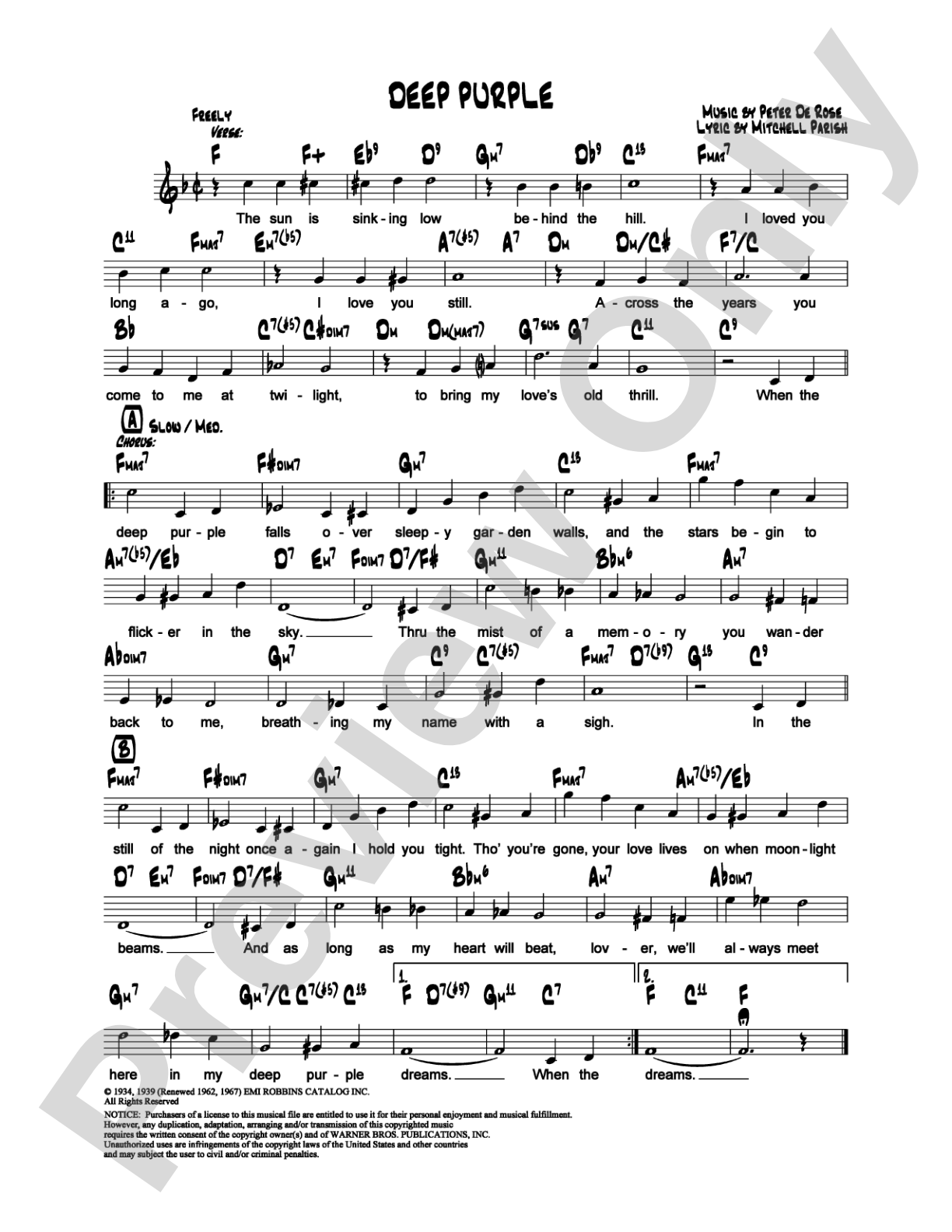 Deep Purple: Lead Sheet Digital Sheet Music – alfred.com