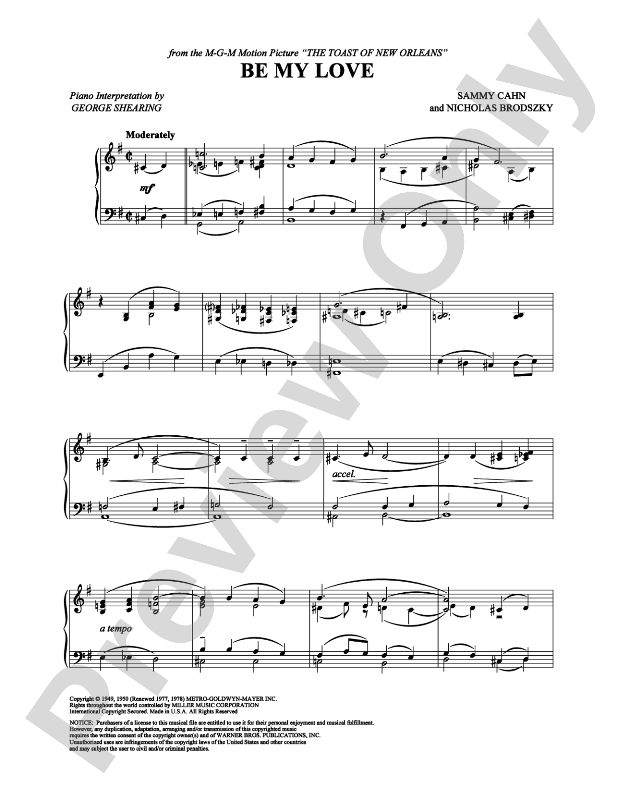 Be My Love: Piano Digital Sheet Music
