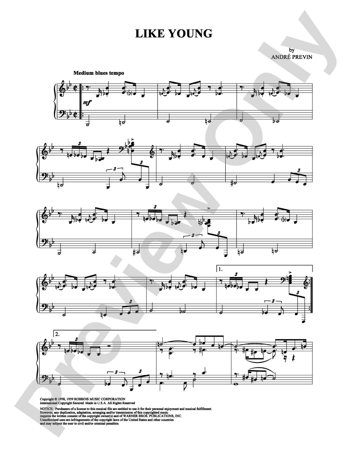 Like Young: Piano Digital Sheet Music