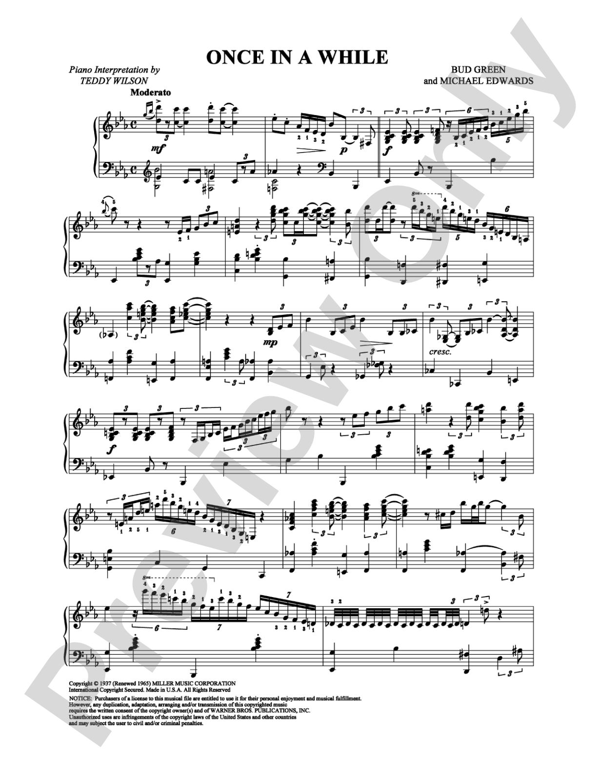 Once in a While: Piano Digital Sheet Music