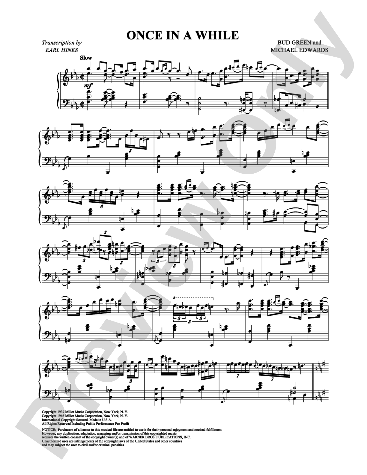 Once in a While: Piano Digital Sheet Music