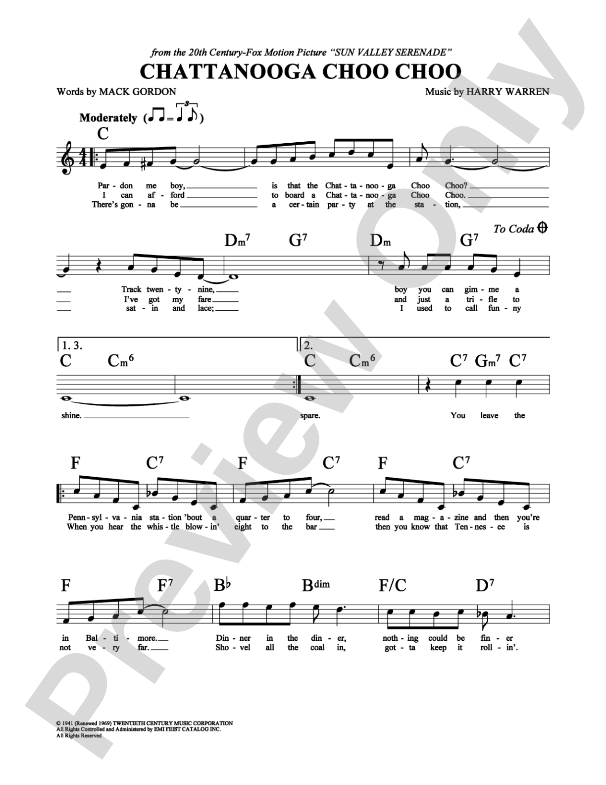 Chattanooga Choo Choo: Lead Sheet Digital Sheet Music