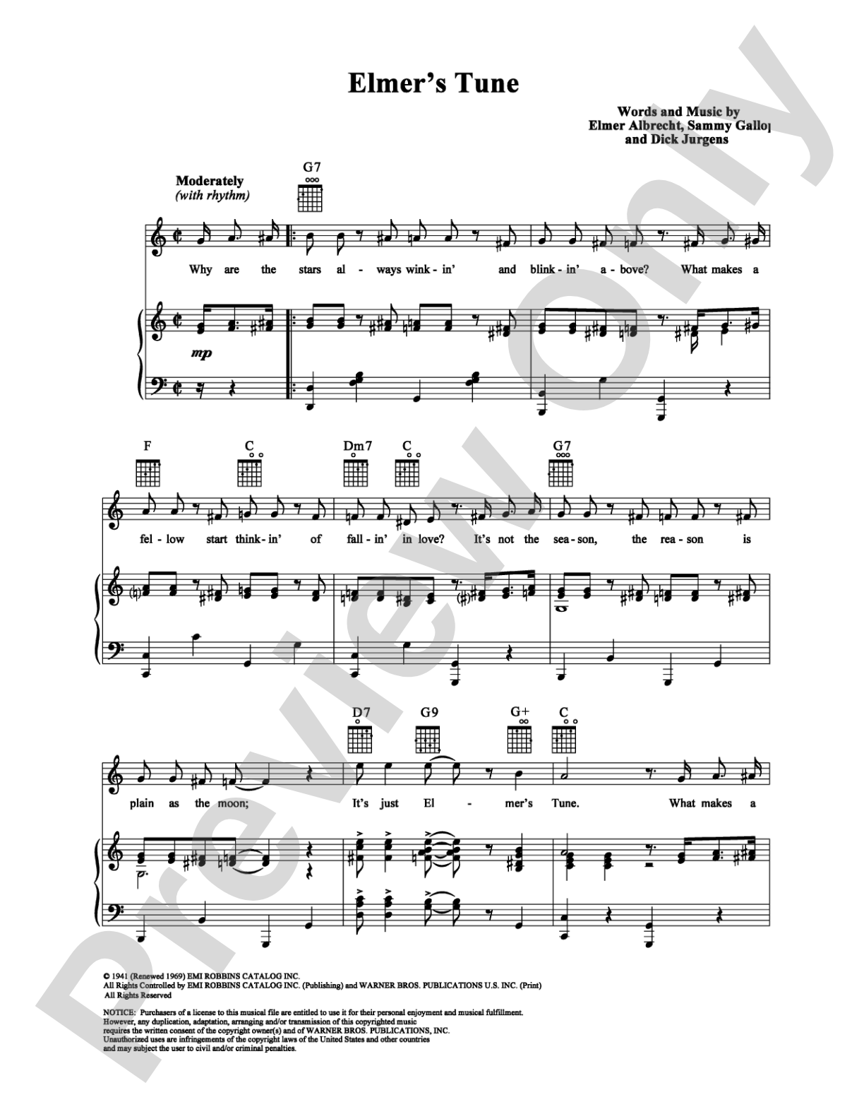 Elmer's Tune: Piano/Vocal/Chords Digital Sheet Music