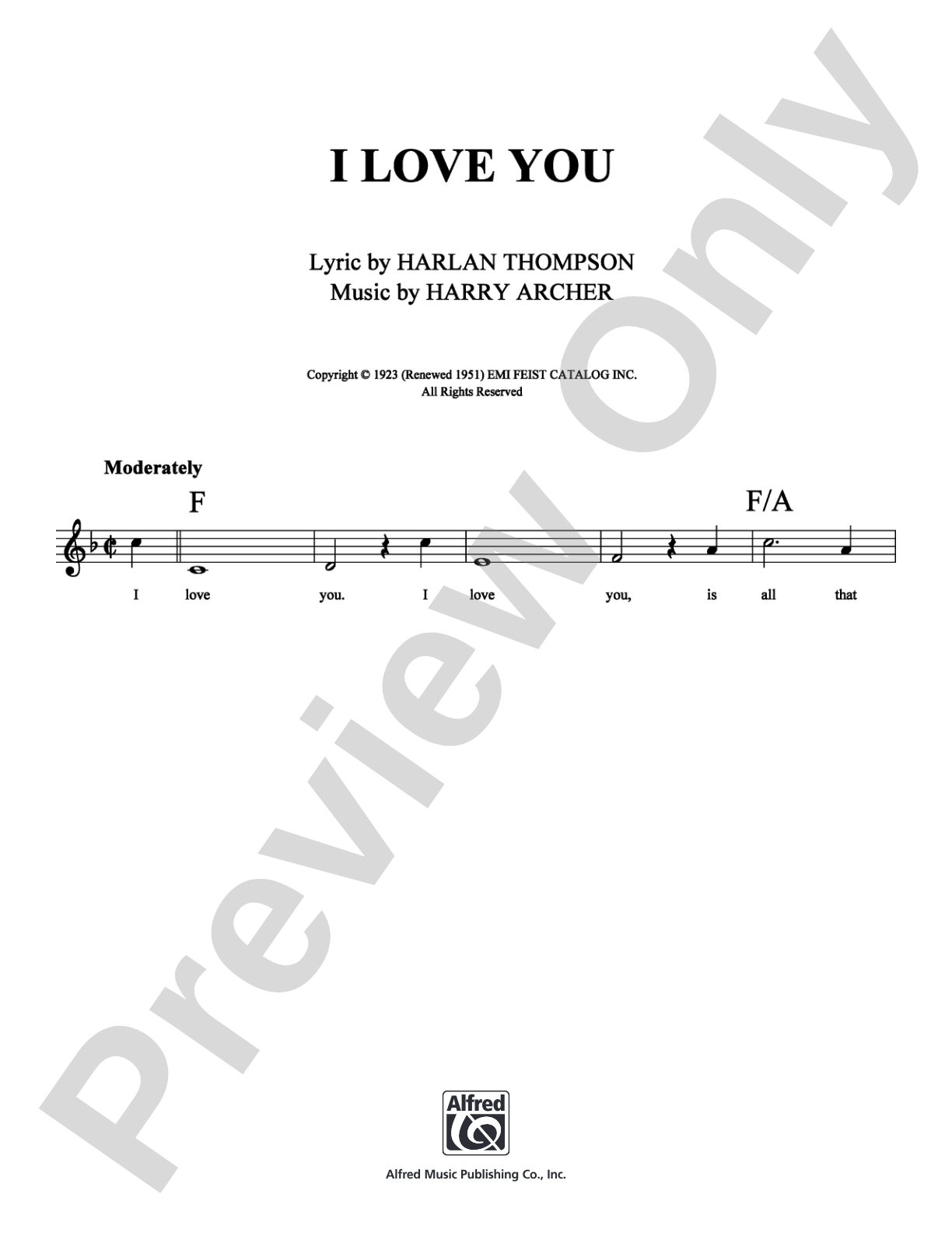 I Love You: Lead Sheet Digital Sheet Music