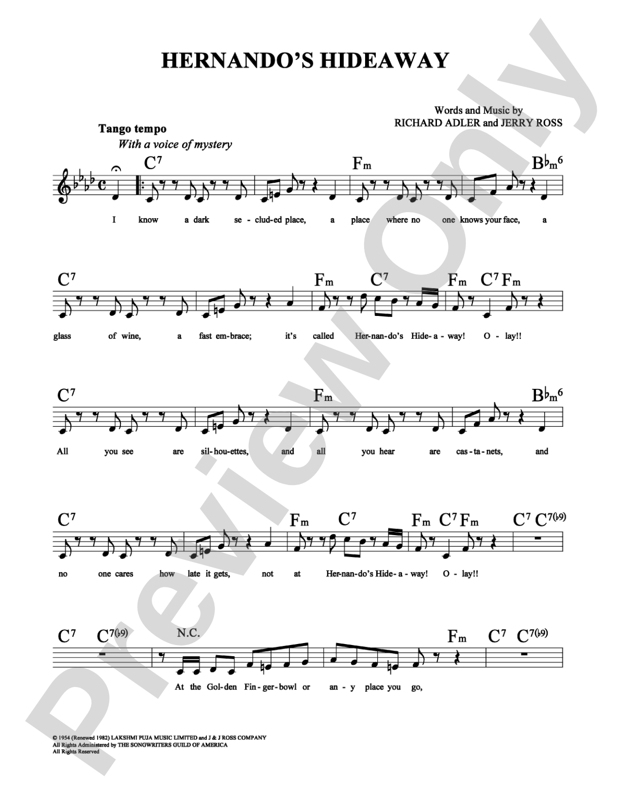 Hernando's Hideaway: Lead Sheet Digital Sheet Music