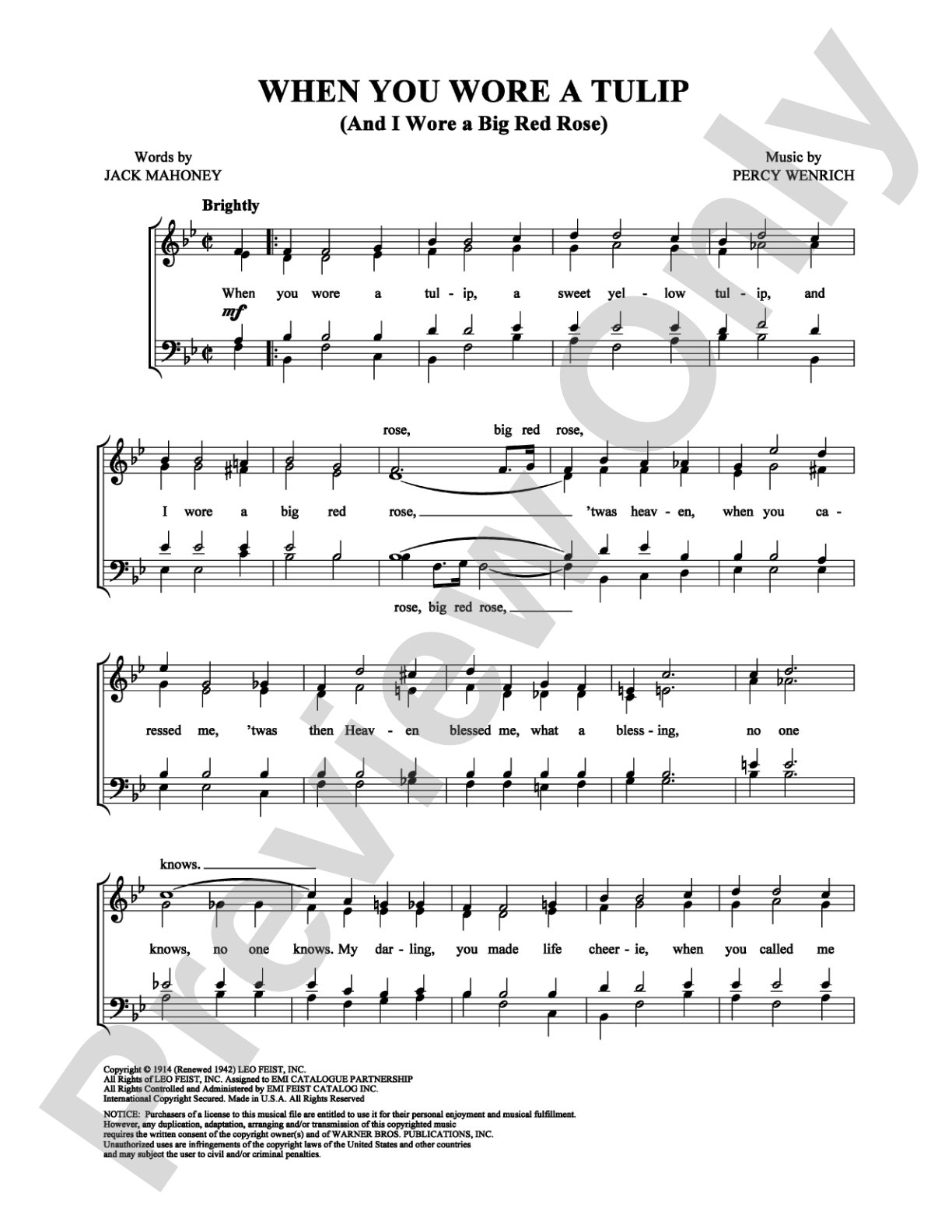 When You Wore a Tulip: Vocal Group Digital Sheet Music
