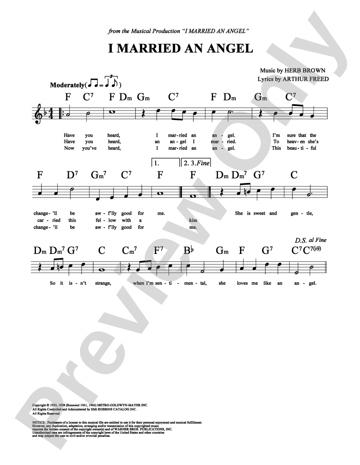 I Married An Angel: Lead Sheet Digital Sheet Music