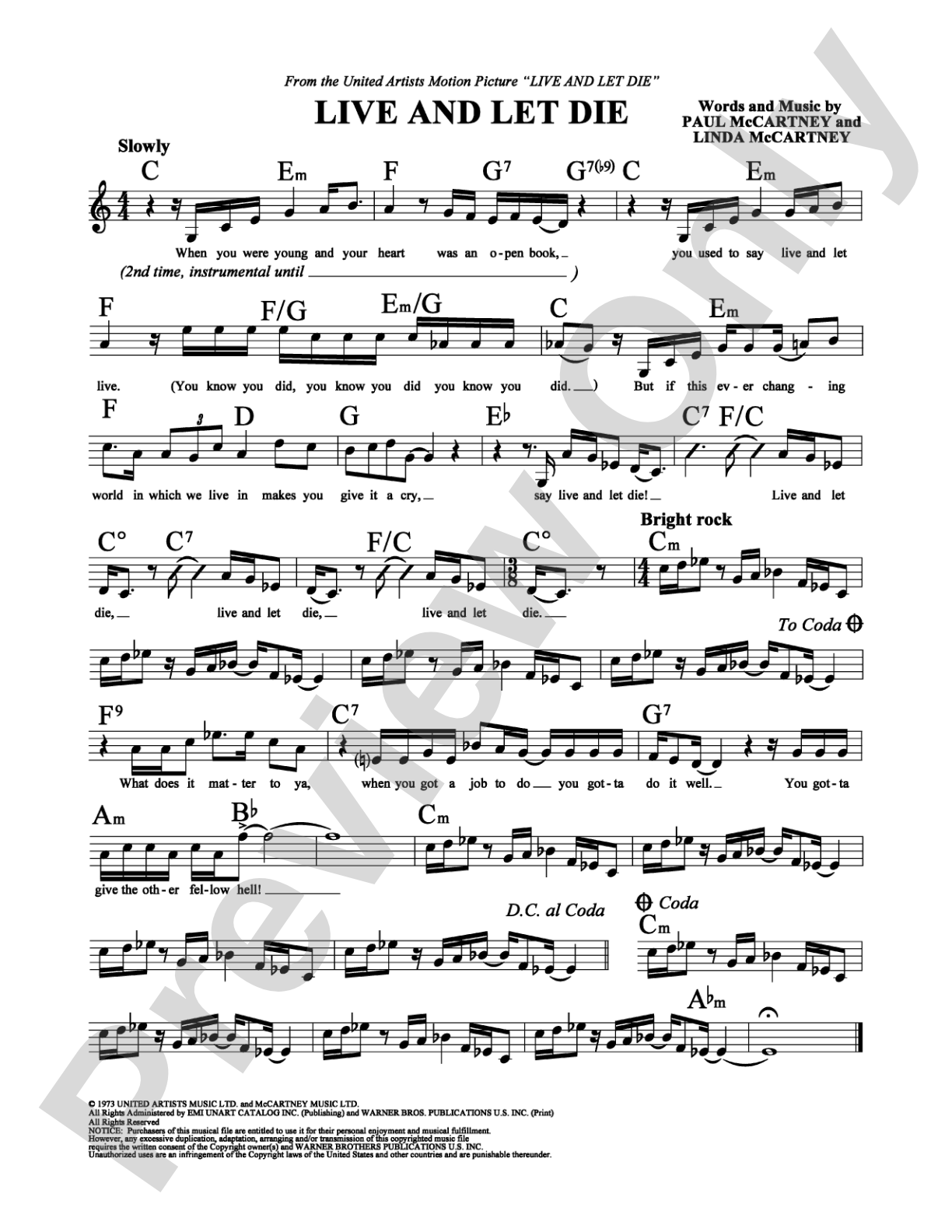 Live and Let Die: Lead Sheet Digital Sheet Music