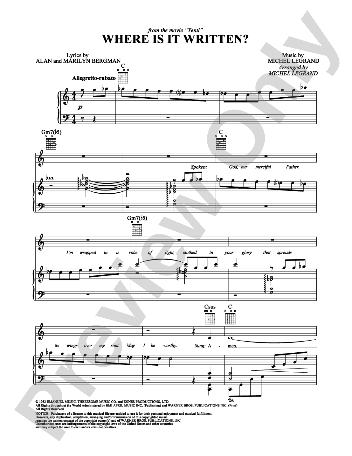 Where Is it Written?: Piano/Vocal/Chords Digital Sheet Music