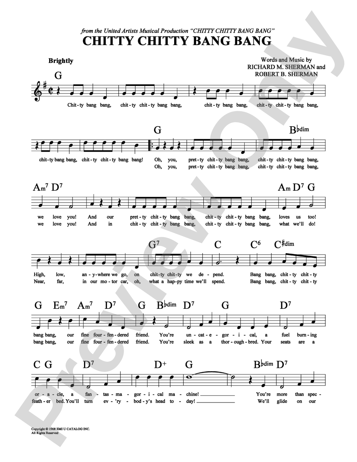 Chitty Chitty Bang Bang: Lead Sheet Digital Sheet Music