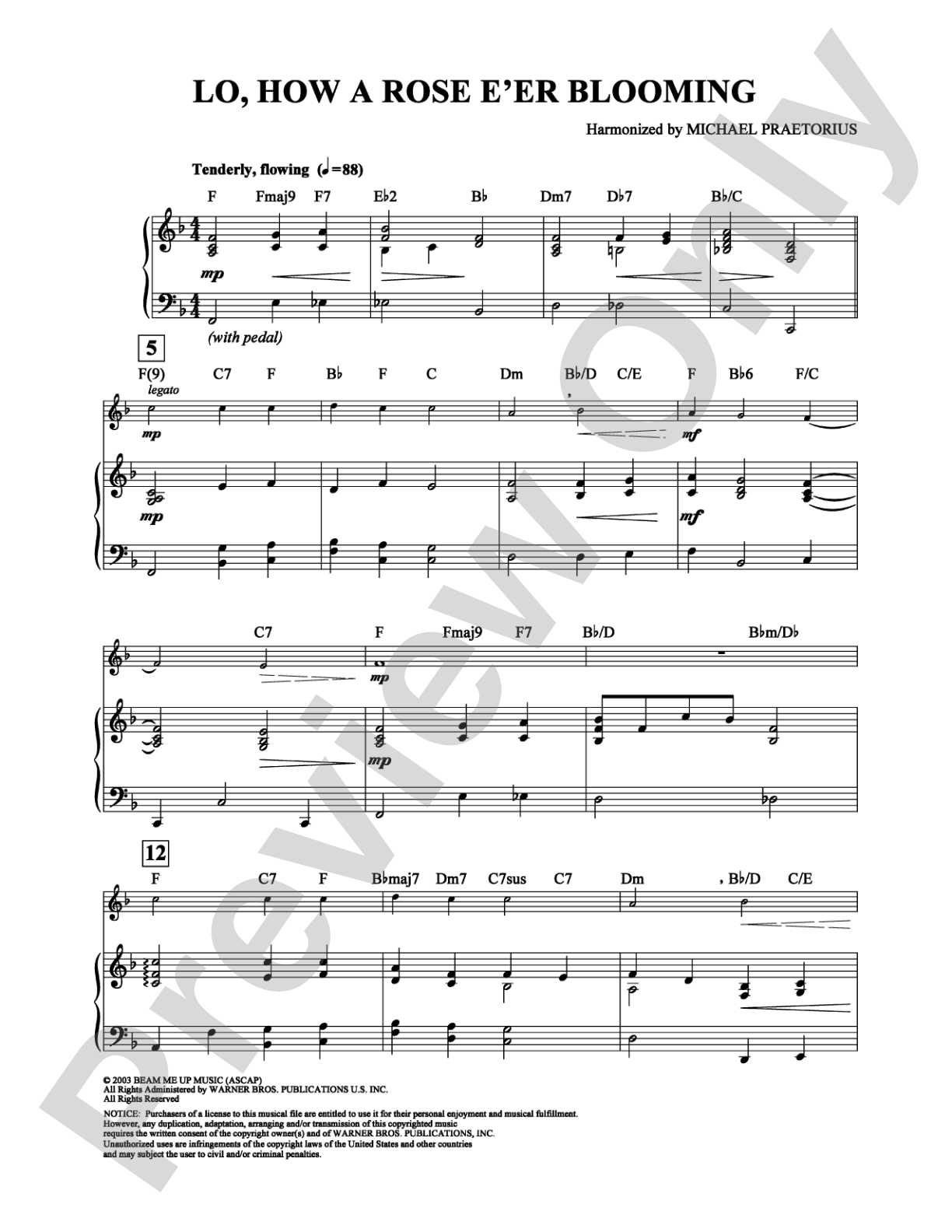 Lo, How a Rose E'er Blooming: Piano Digital Sheet Music